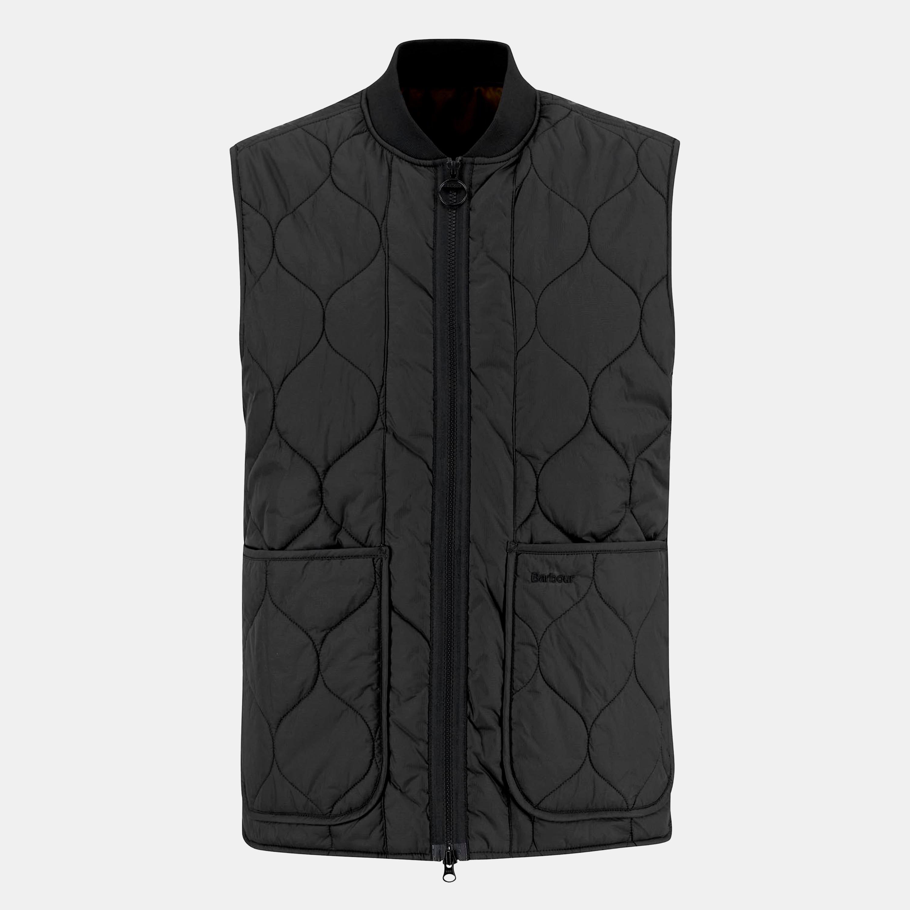 Black BK12 - Barbour - Men's Re-Engineered Utility Liddesdale Quilted Full Zip Sleeveless Gilet - 1