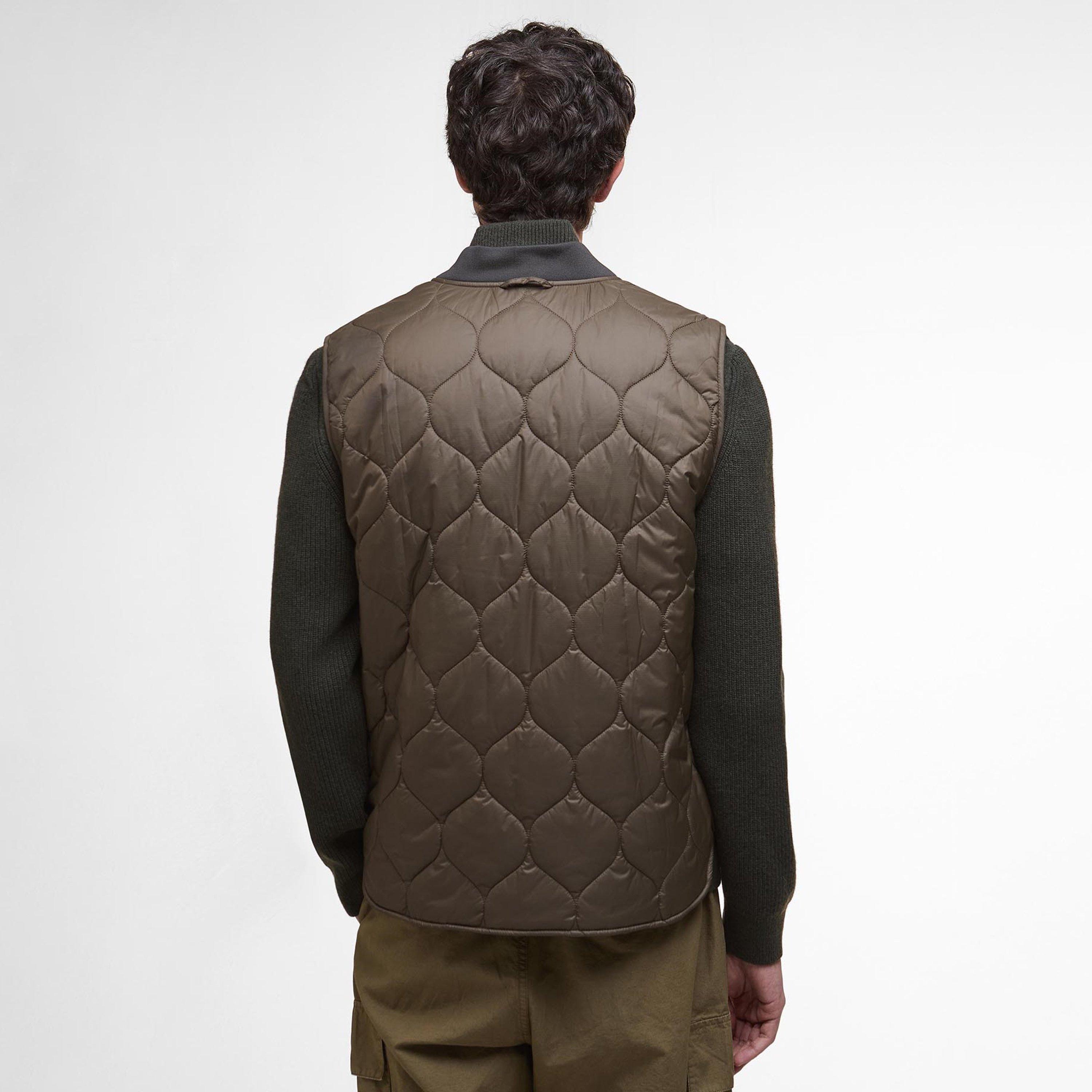 Dark Olive - Barbour - Men's Re-Engineered Utility Liddesdale Quilted Full Zip Sleeveless Gilet - 3