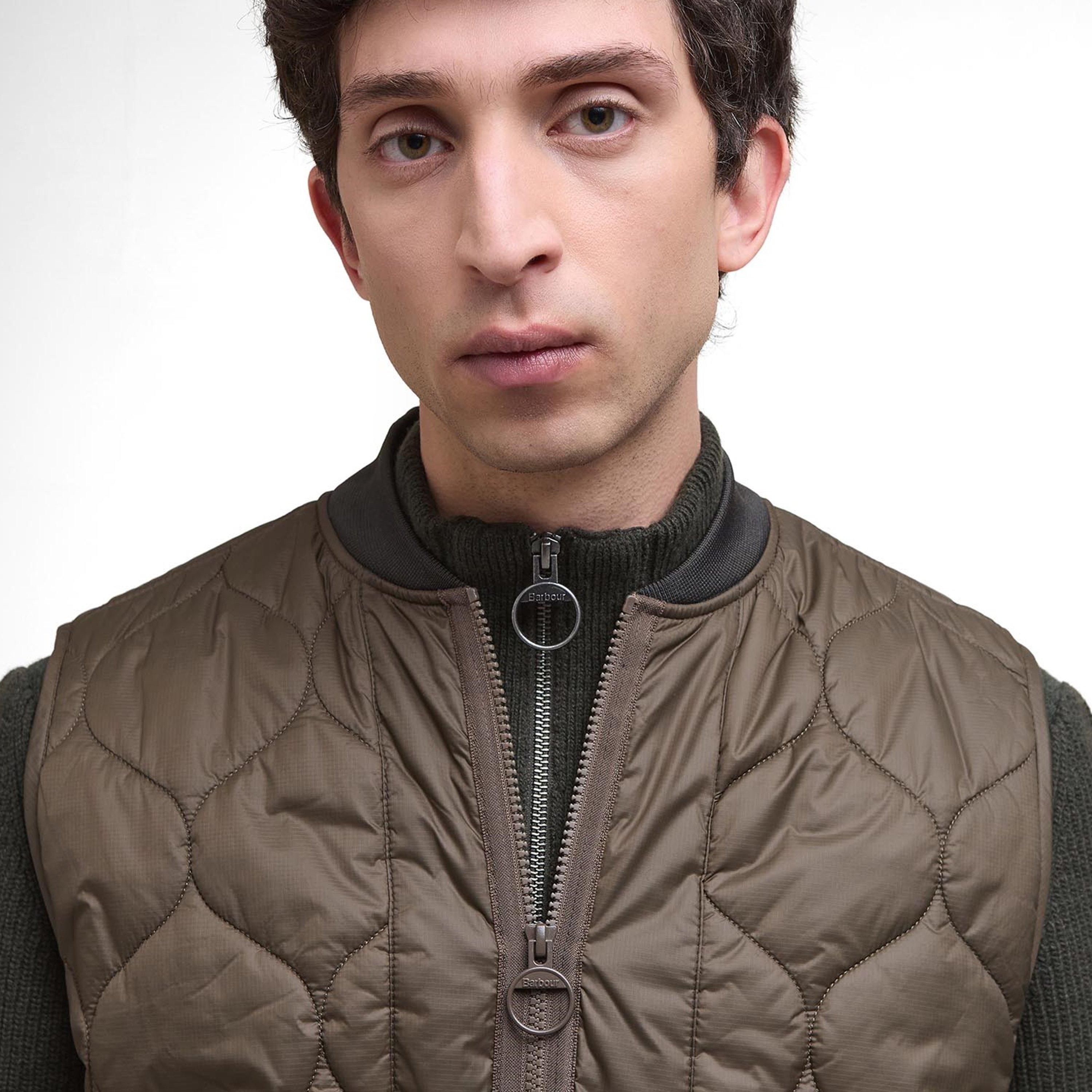 Dark Olive - Barbour - Men's Re-Engineered Utility Liddesdale Quilted Full Zip Sleeveless Gilet - 4