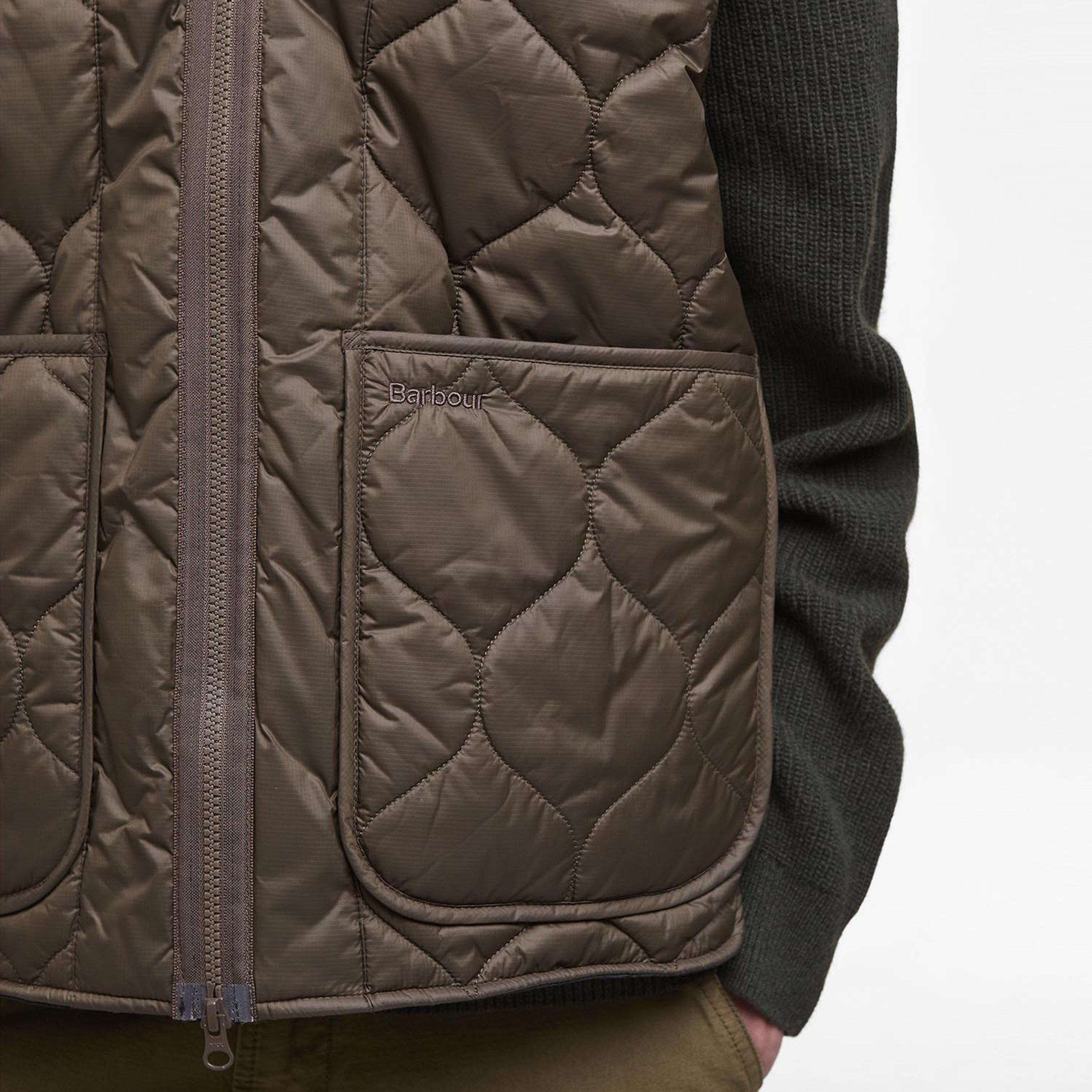Dark Olive - Barbour - Men's Re-Engineered Utility Liddesdale Quilted Full Zip Sleeveless Gilet - 5