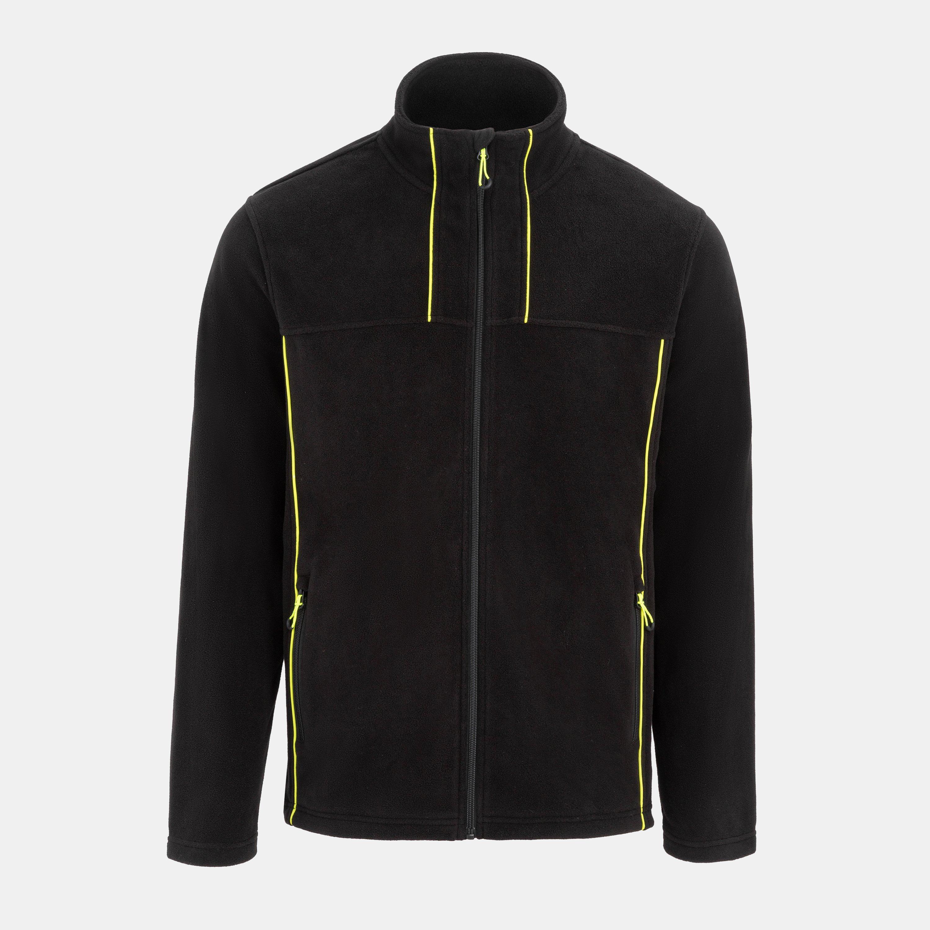 Dunlop Men's Micro Fleece Hi-Vis Long Sleeve Softshell Jacket - Black - 2XL