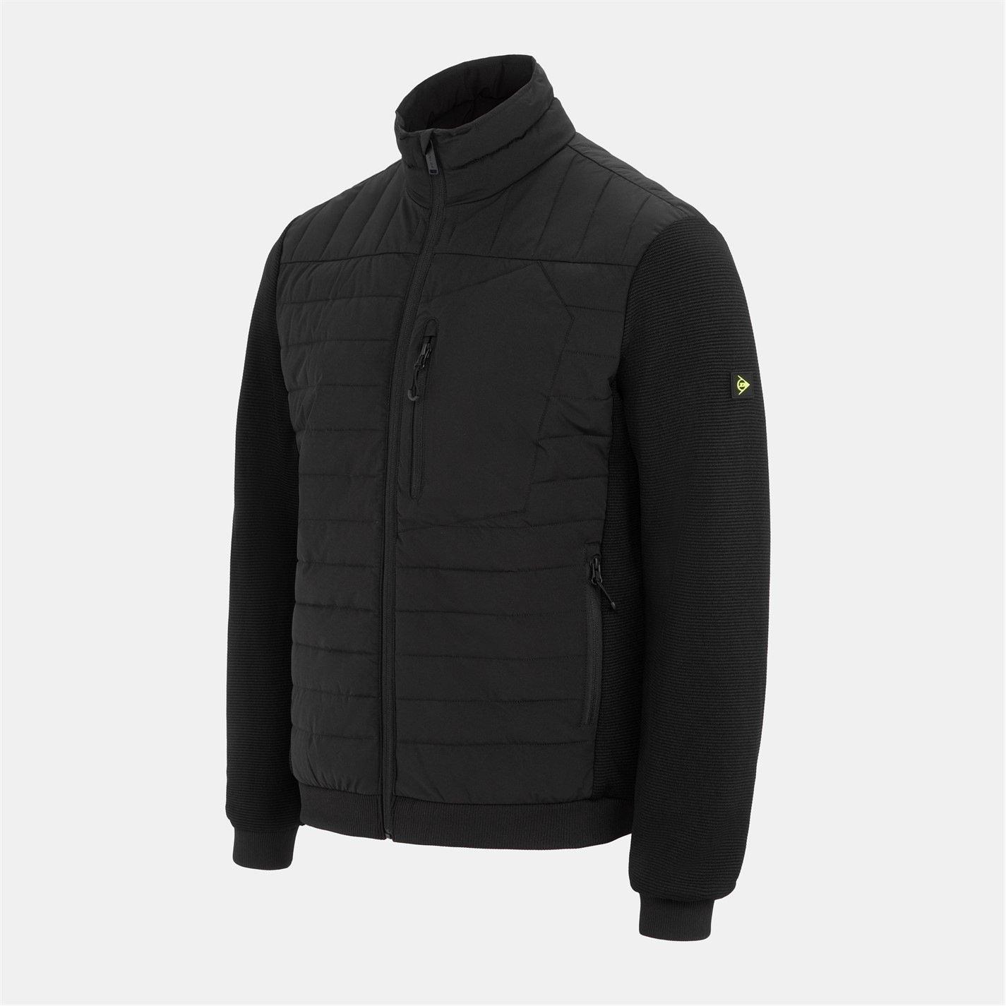 Black - Dunlop - Mens Hybrid Baffle Work Long Sleeve Full Zip Softshell Jacket - 1