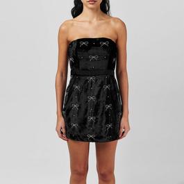 LoveshackFancy Rinwell Rhinestone Bow Dress