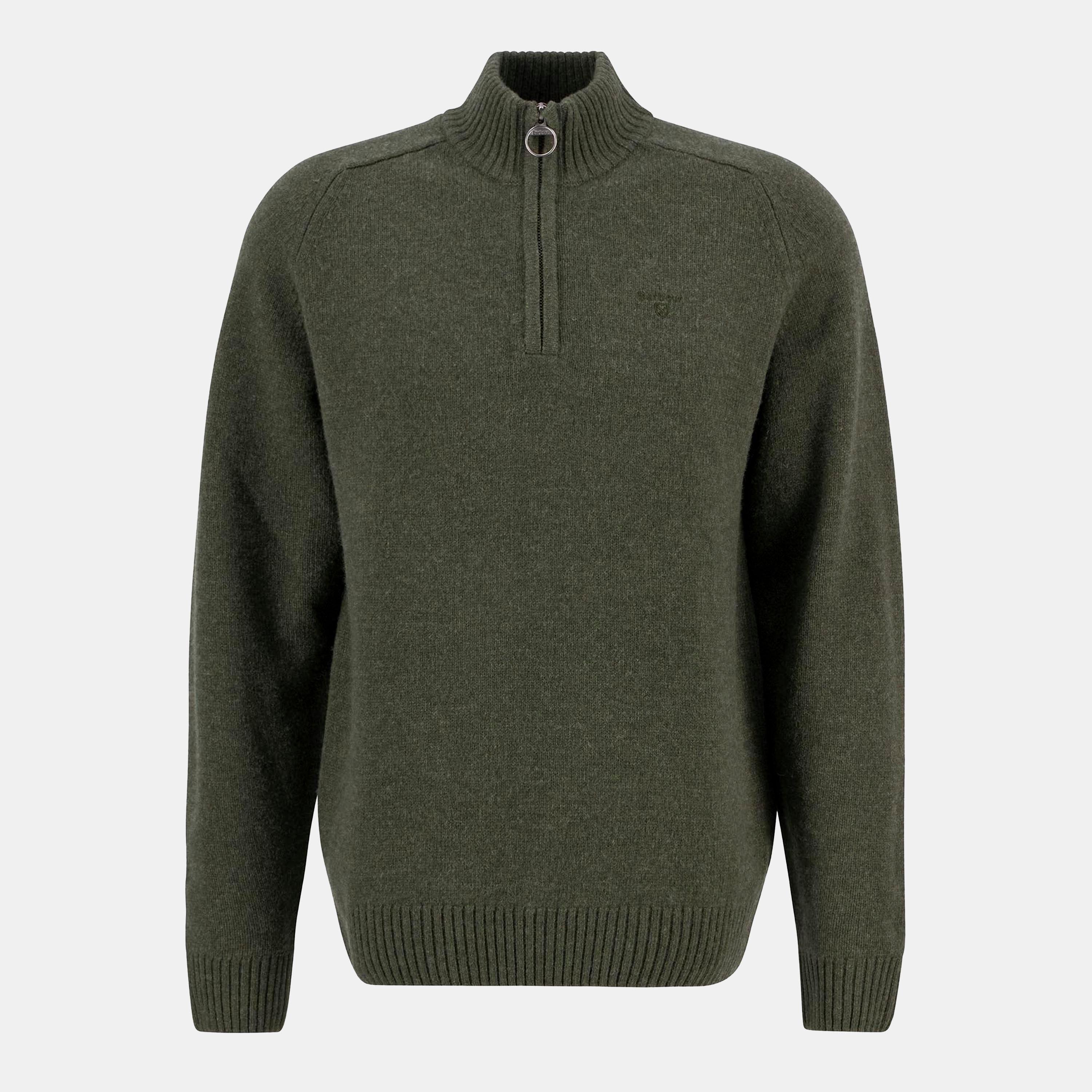Barbour Men's Grangetown Half Zip Jumper - Mid Olive Ol54 - 2XL