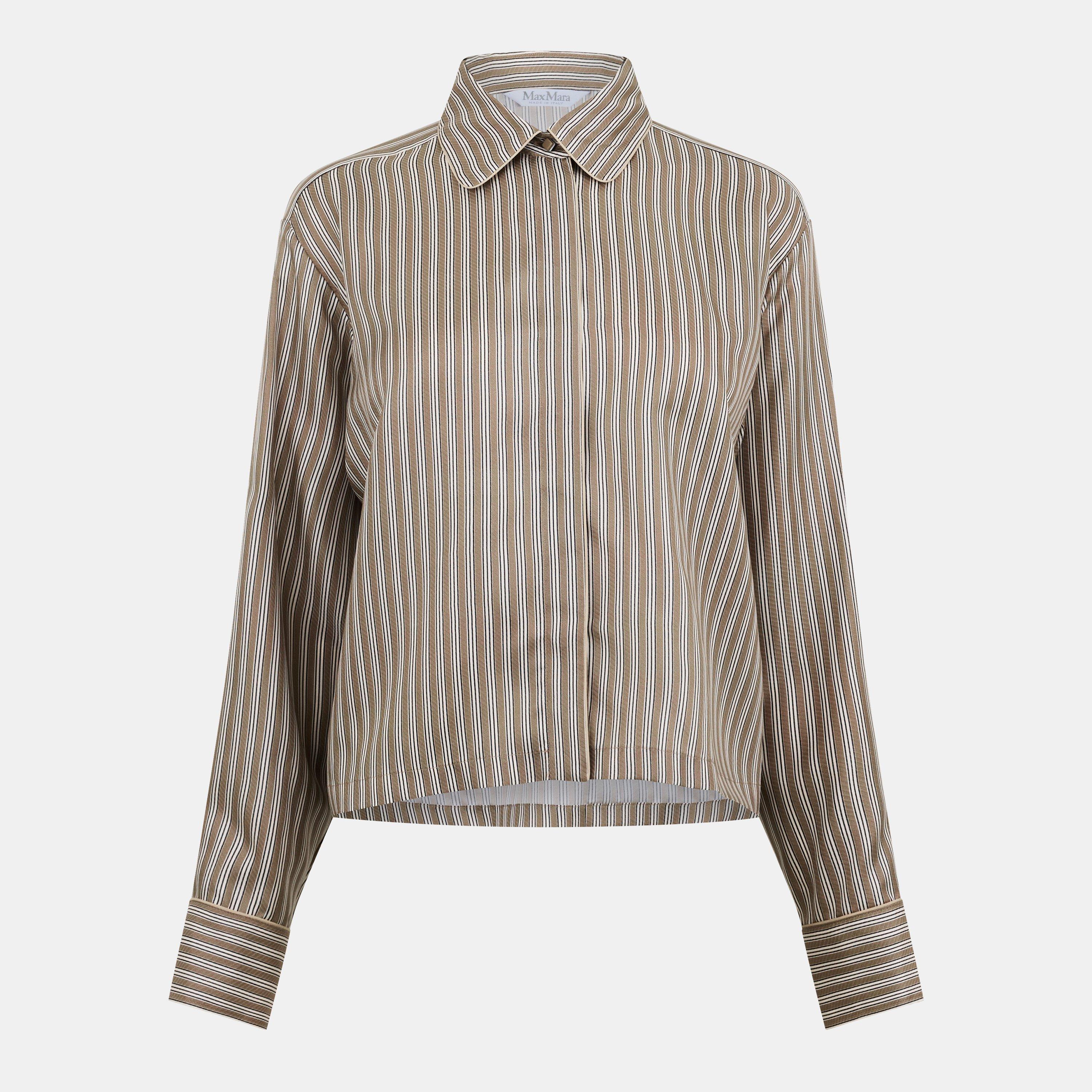 Max Mara Women's Patterned Long Sleeve Shirt - Hazelnut - Size 46 (UK 14)