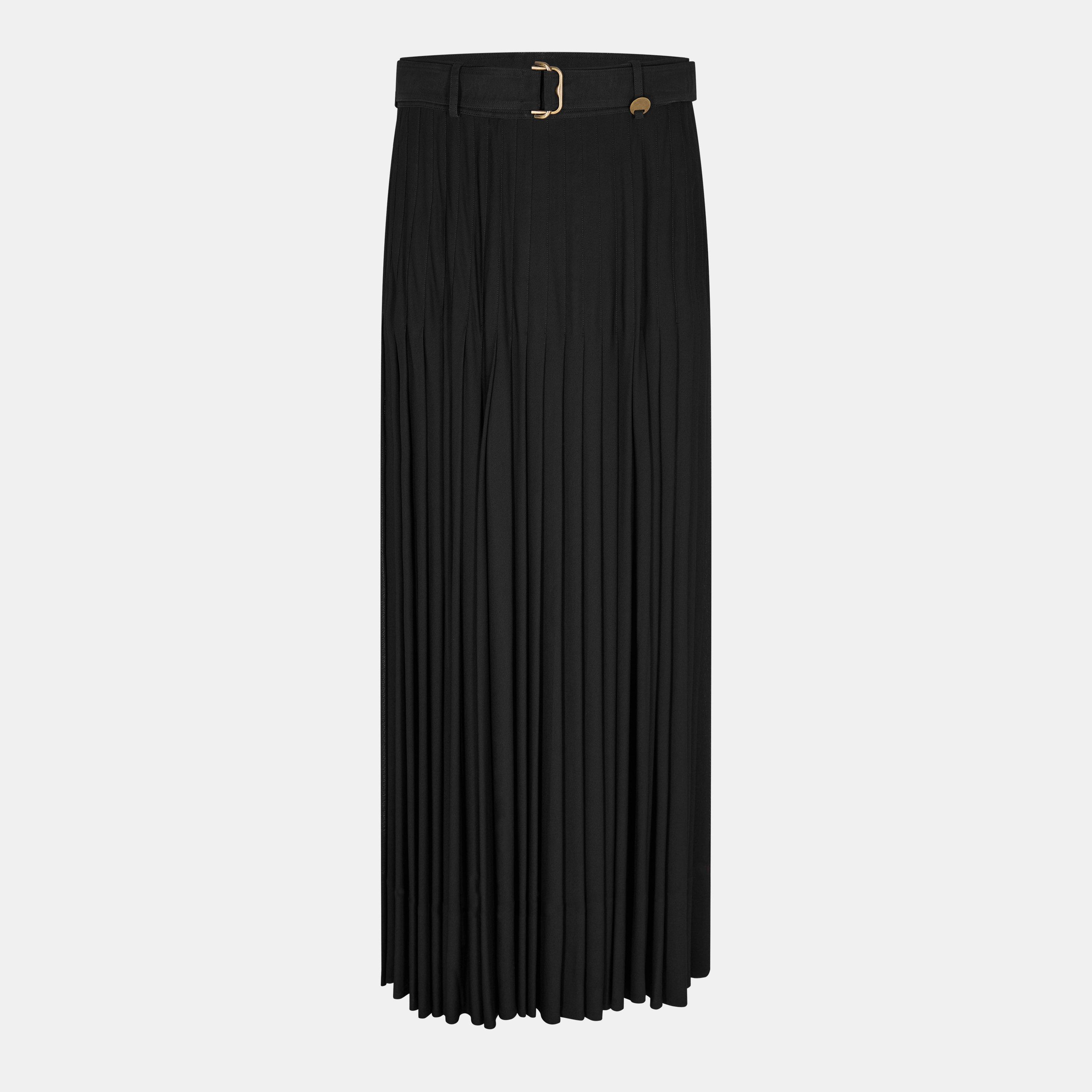 Black - Burberry - Women's Burb Pleat Black Pleated Maxi Skirt - 1