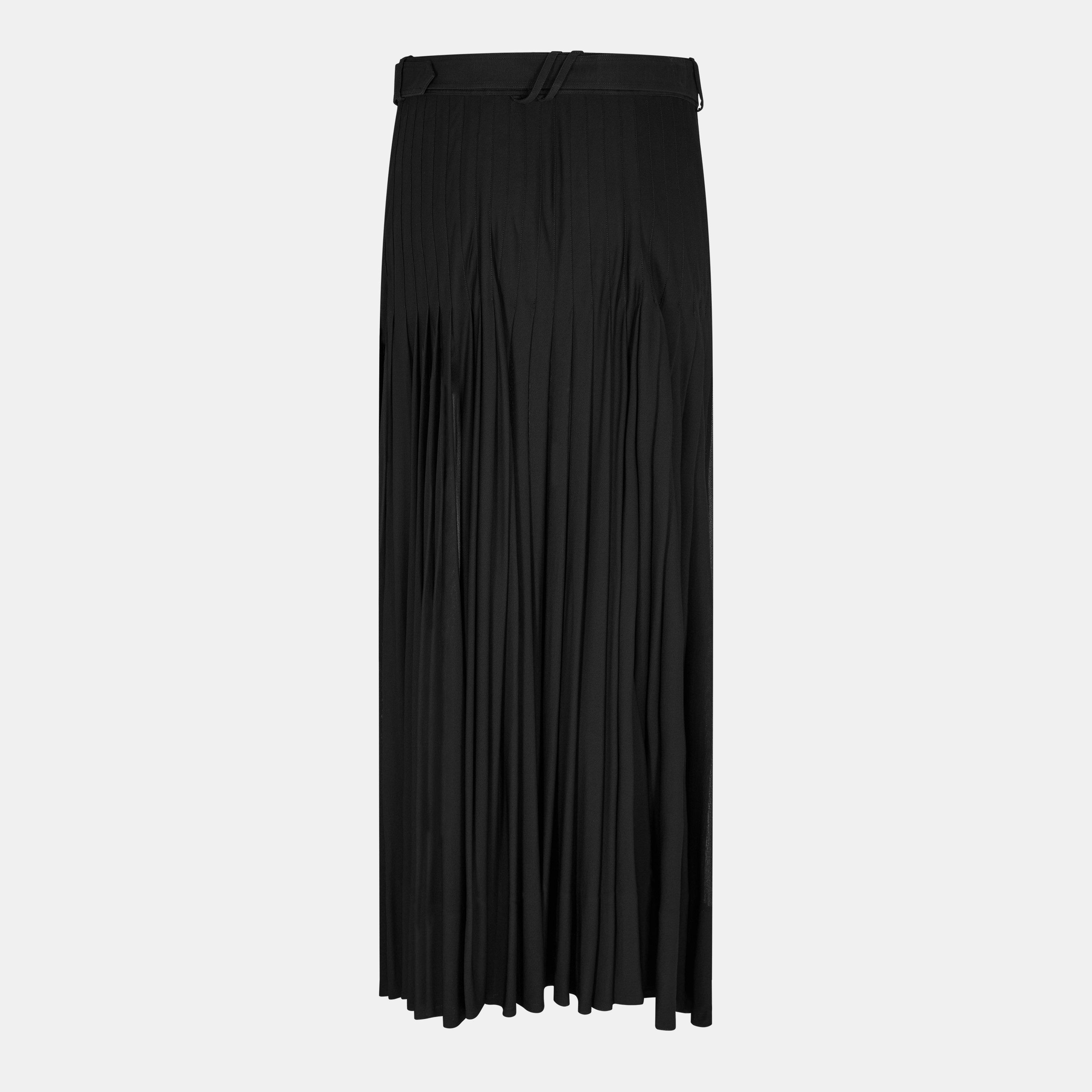 Black - Burberry - Women's Burb Pleat Black Maxi Skirt - 2