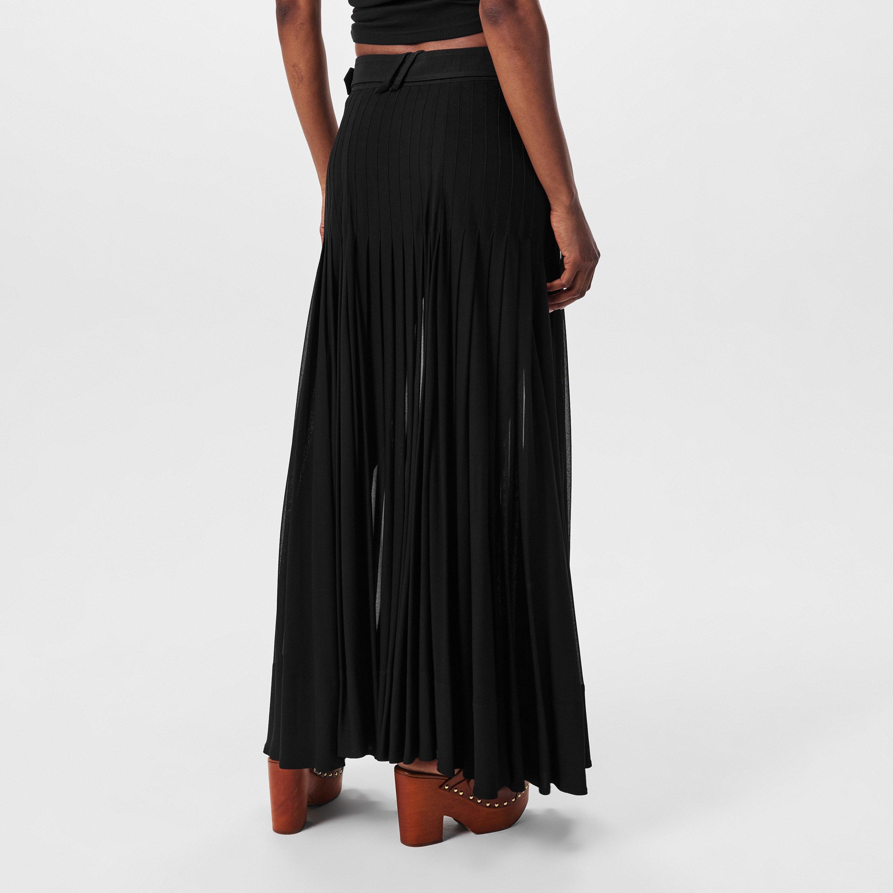 Black - Burberry - Women's Burb Pleat Black Maxi Skirt - 4