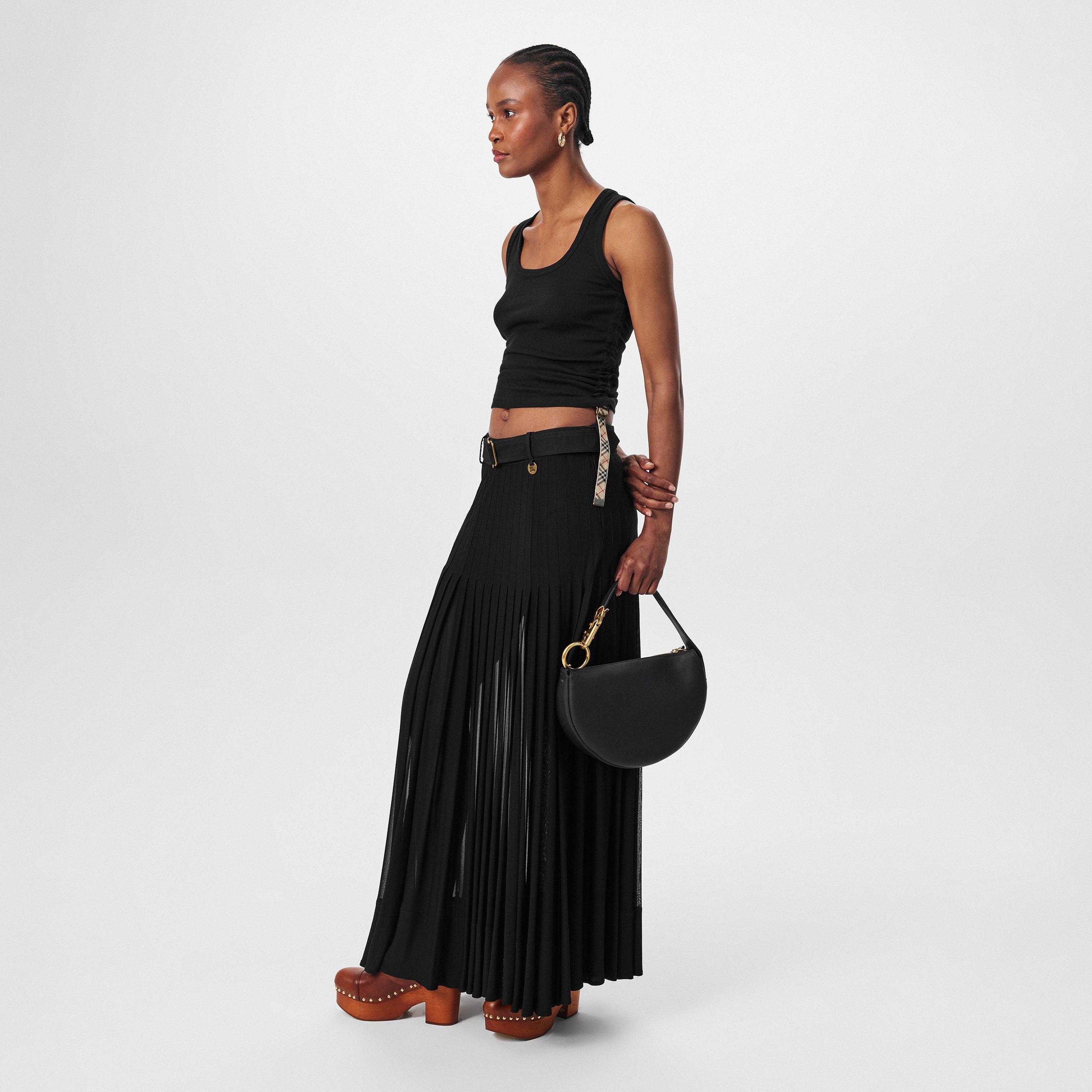 Black - Burberry - Women's Burb Pleat Black Maxi Skirt - 6