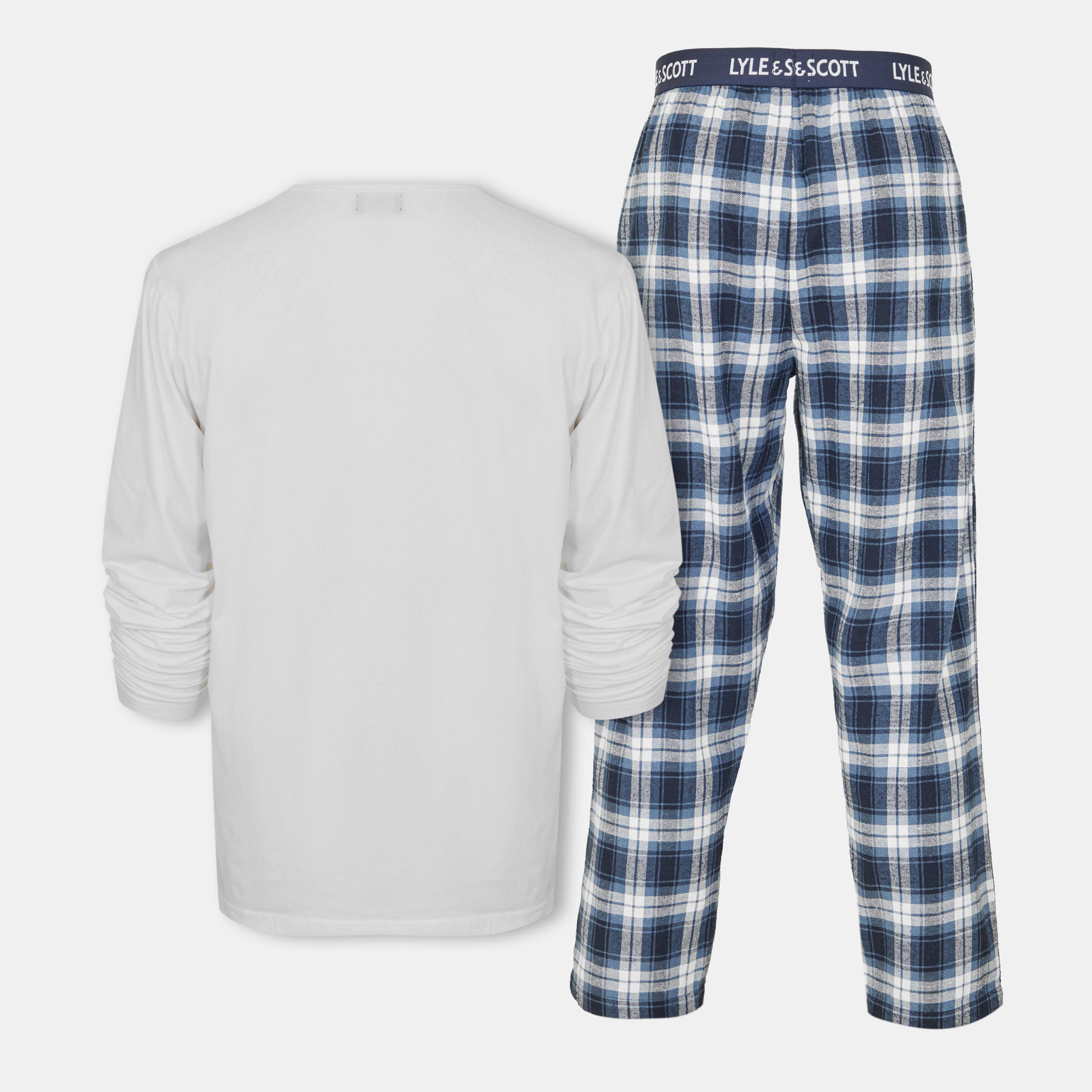 Bijela/Provjera - Lyle and Scott - Woven Pyjama Long Sleeve Top - 2