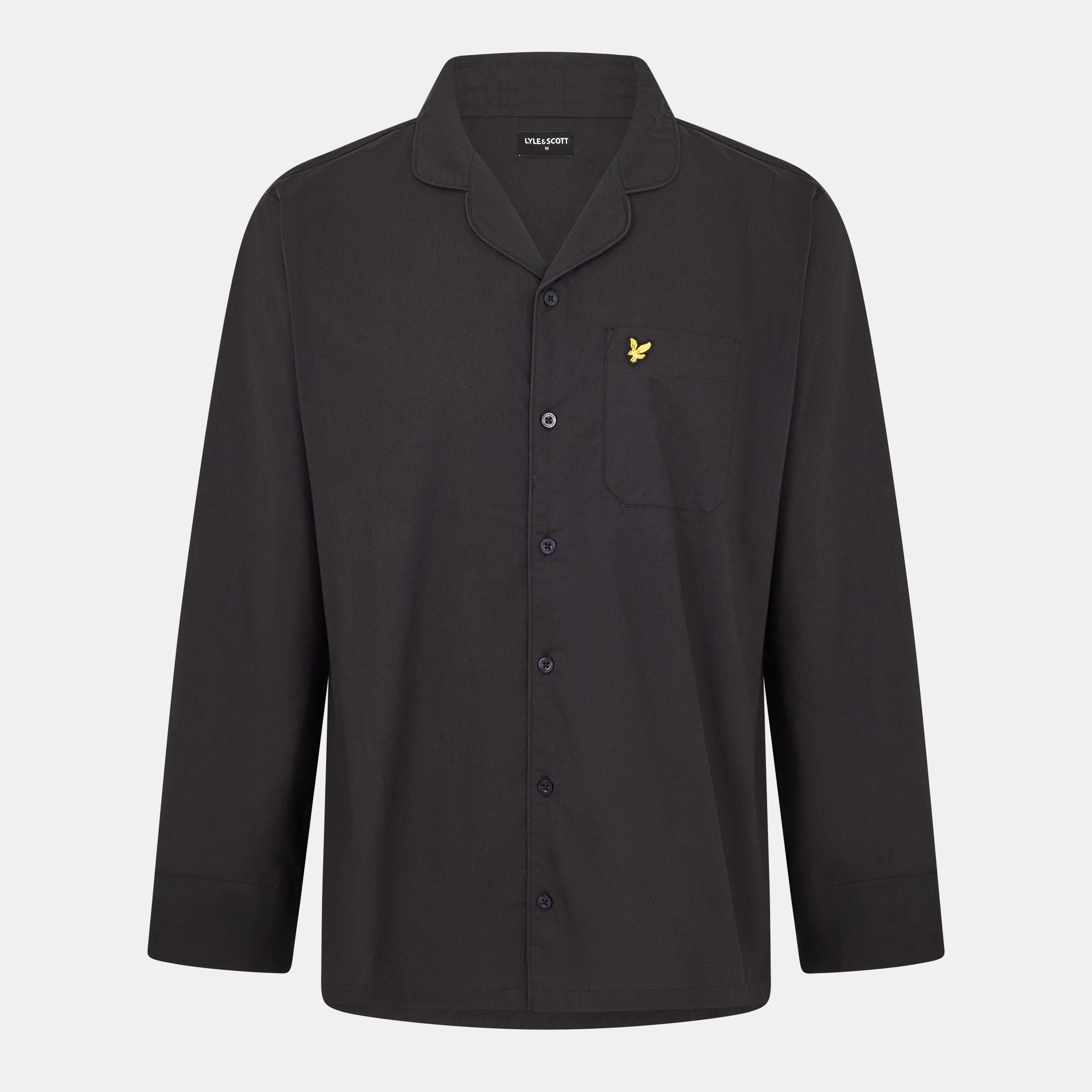 Black - Lyle and Scott - Men's Woven Pyjama Long Sleeve Top - 1