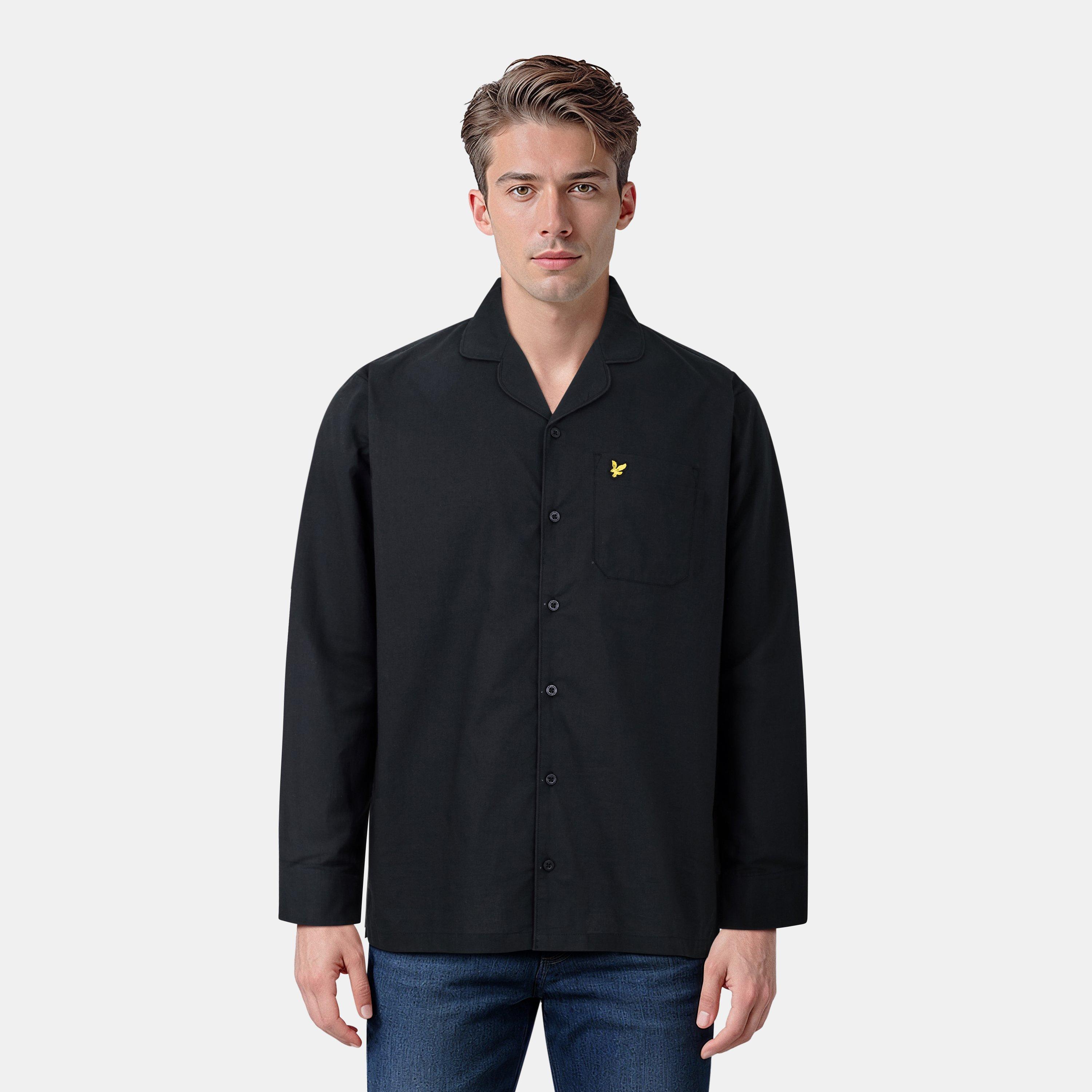 Black - Lyle and Scott - Woven Pyjama Long Sleeve Top - 3