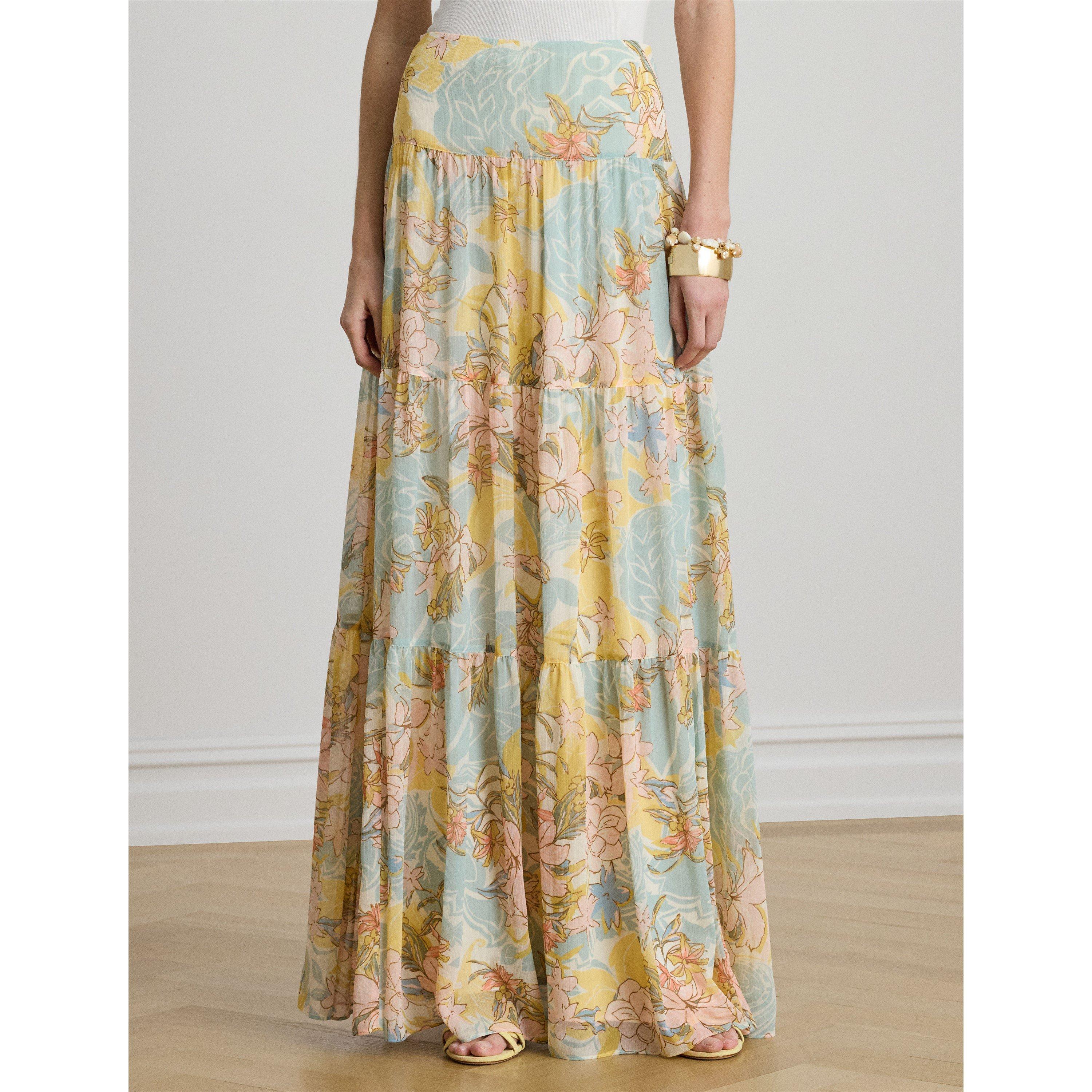 CREAM/BLU MULTI - Lauren by Ralph Lauren - Women's Maxi Skirt - 2