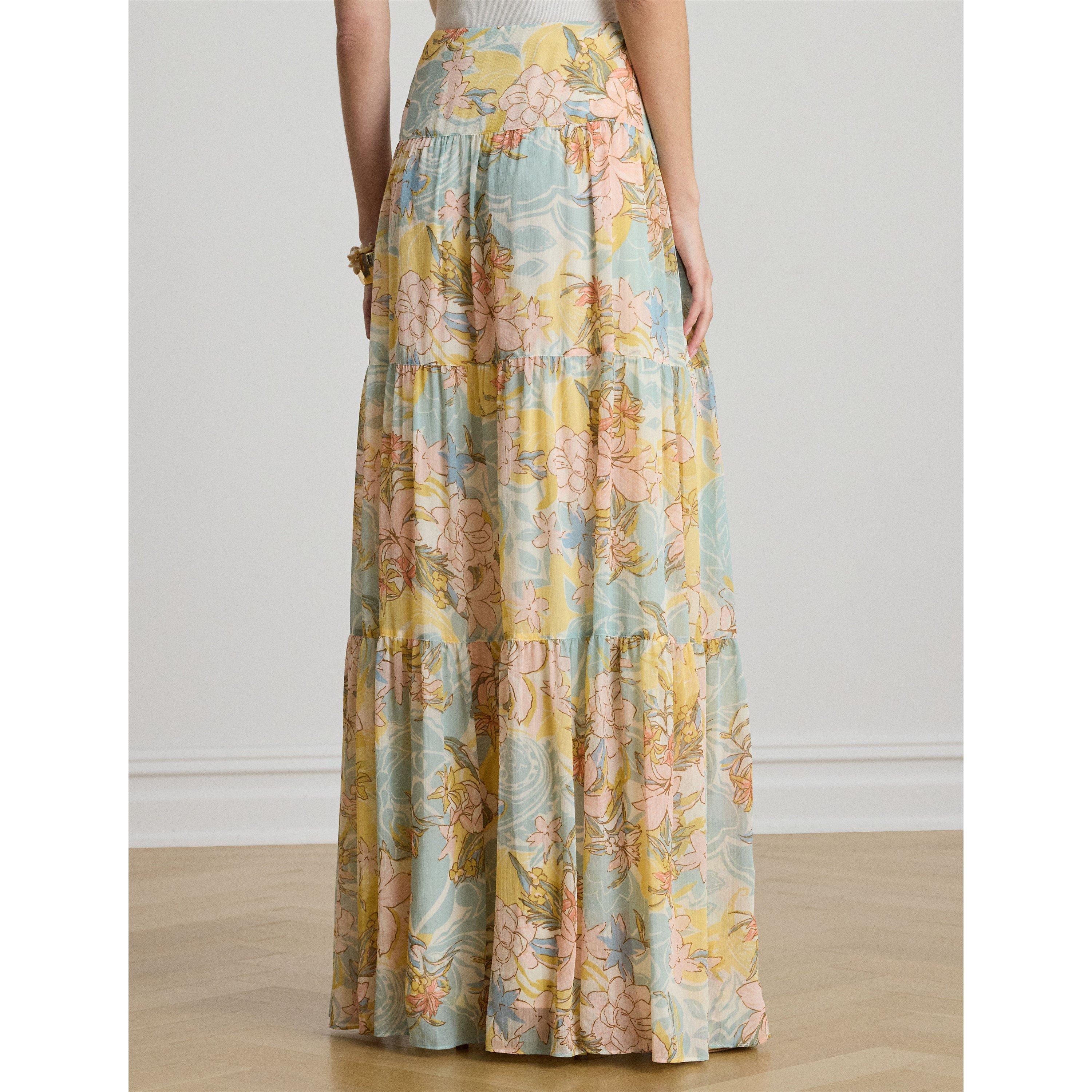 CREAM/BLU MULTI - Lauren by Ralph Lauren - Women's Maxi Skirt - 3