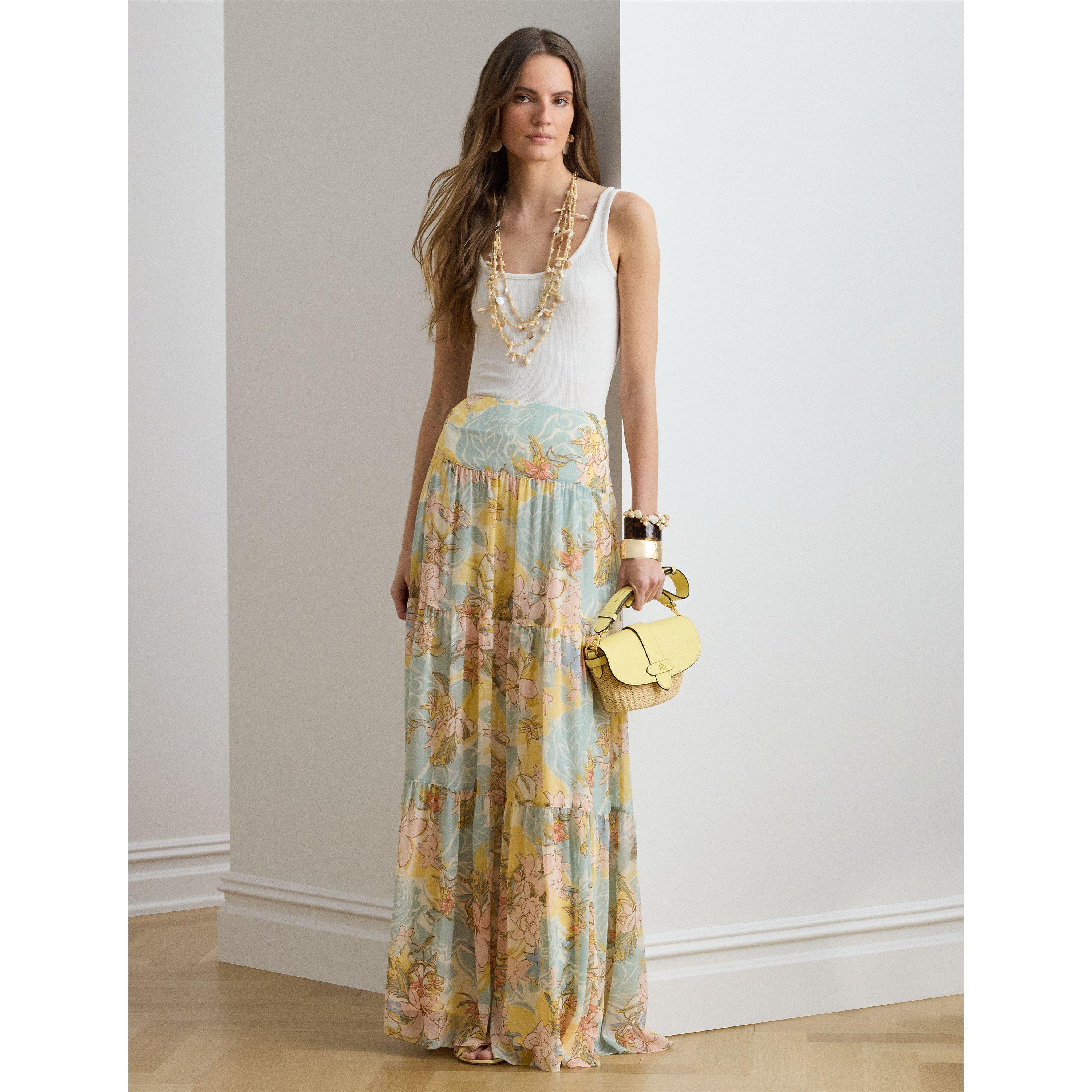 CREAM/BLU MULTI - Lauren by Ralph Lauren - Women's Maxi Skirt - 5