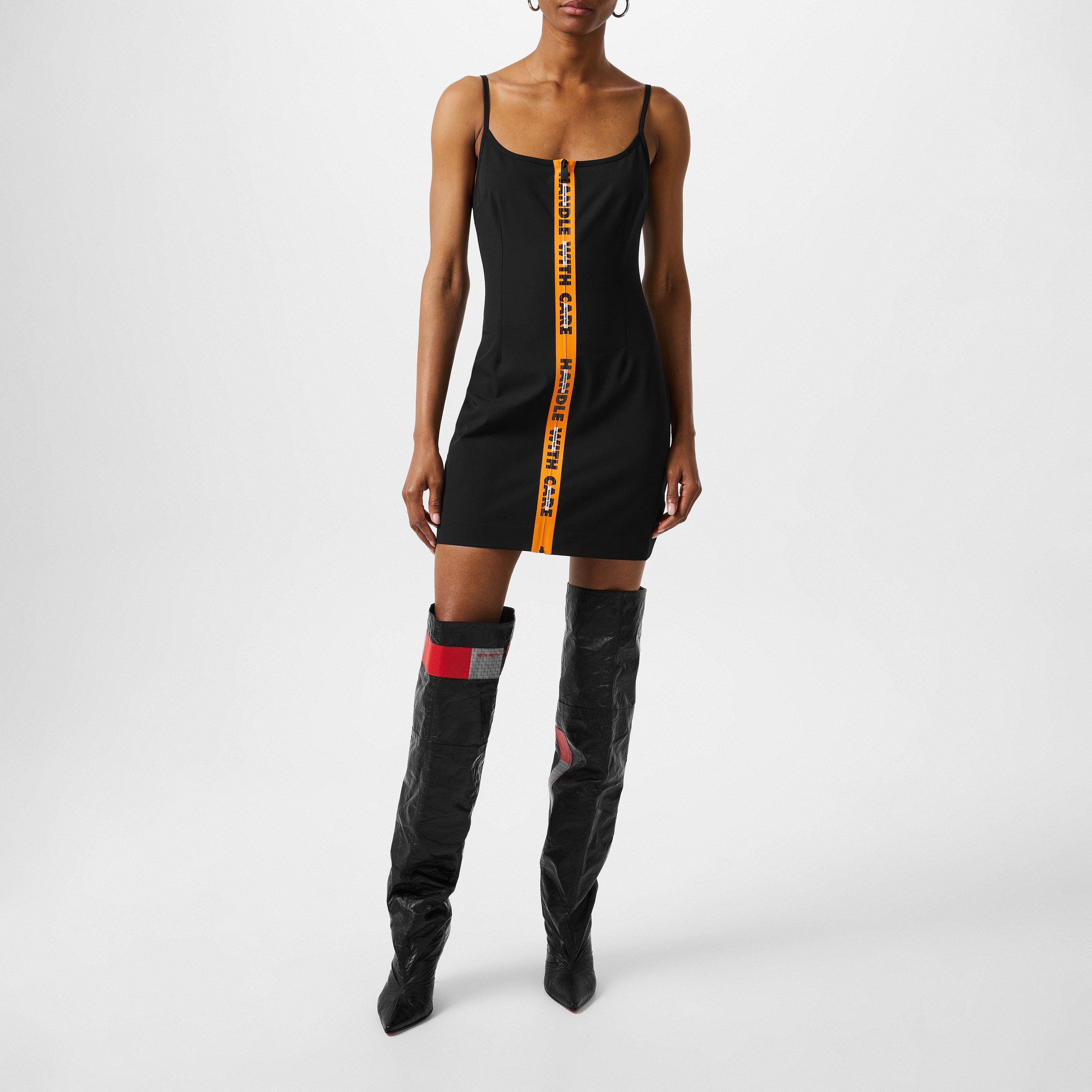 Black - Heron Preston - Women's Stretch Gabardine Zipped Mini Dress - 4