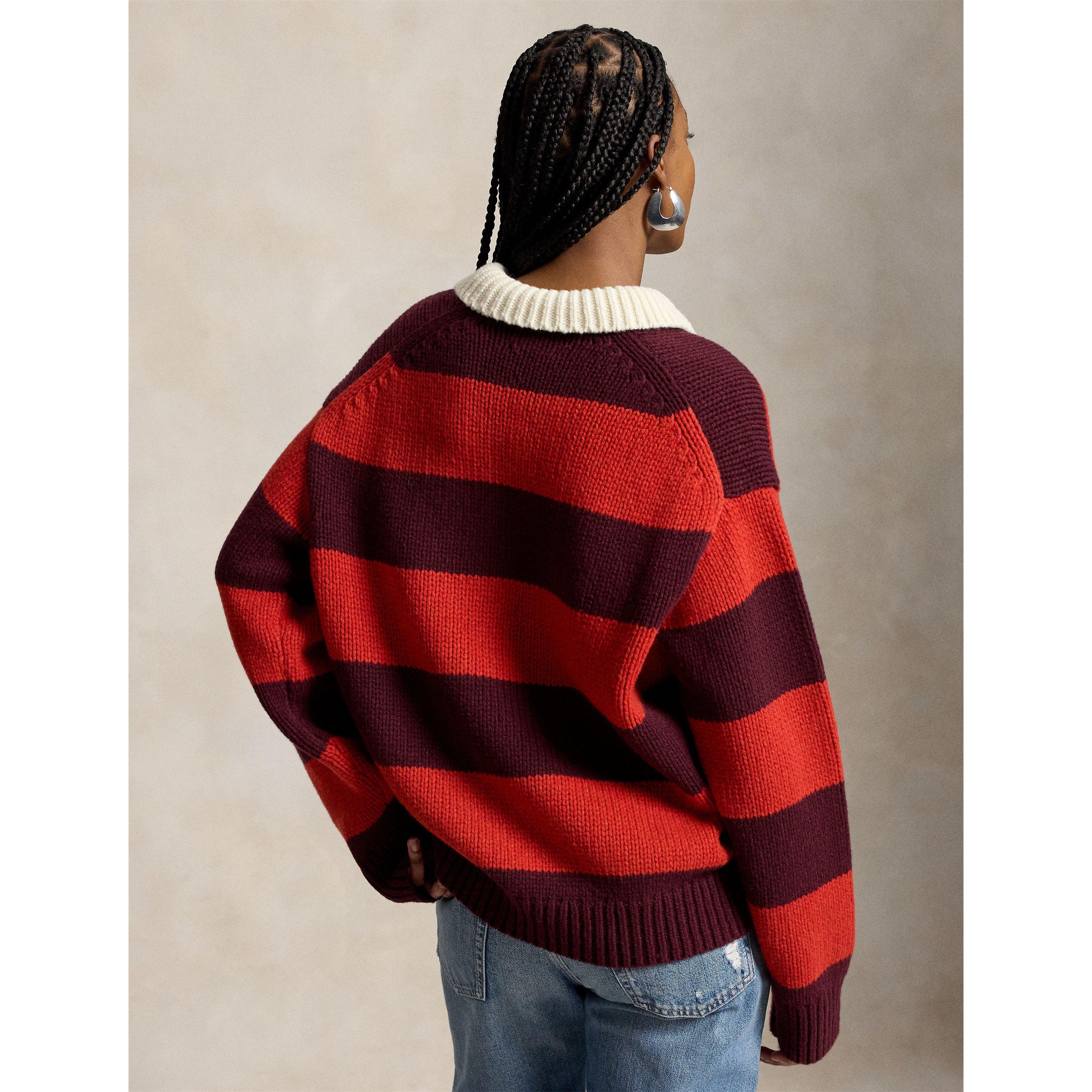 Wine Brandy - Polo Ralph Lauren - Women's Sweater Rugby Knitted Long Sleeve Polo Shirt - 3