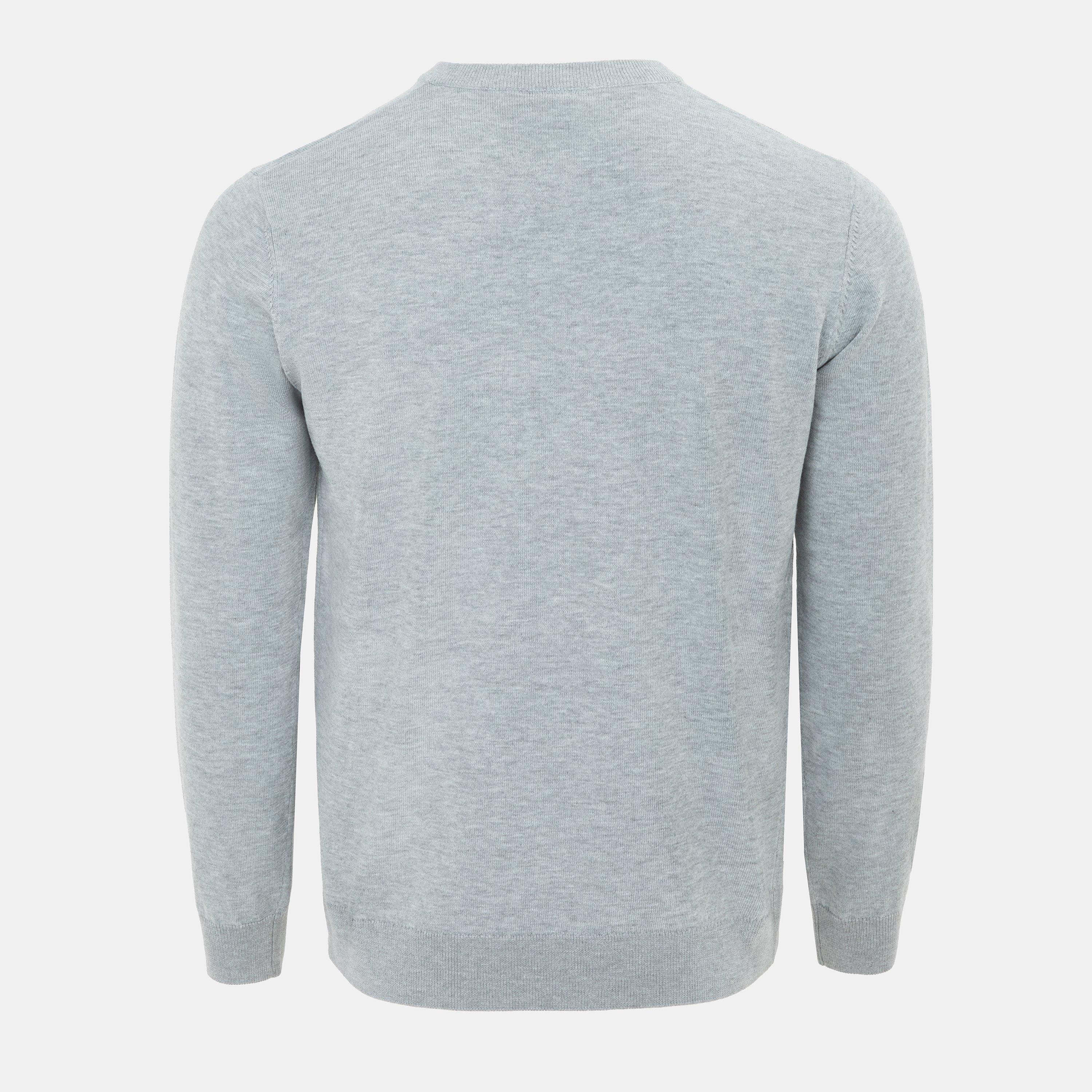 Grey Marl - Giorgio - V Neck Classic Knitted Sweater Men - 2