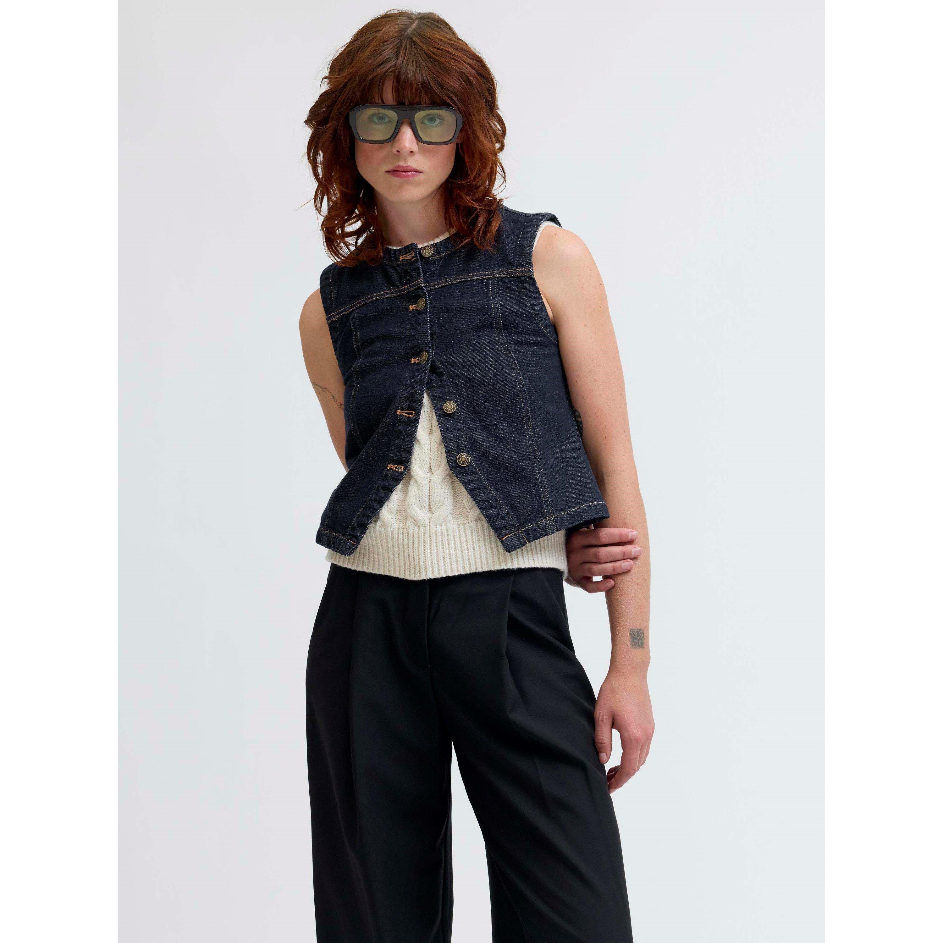 Tamno plavi denim - JJXX - Women's Denim Sleeveless Shirt - 3