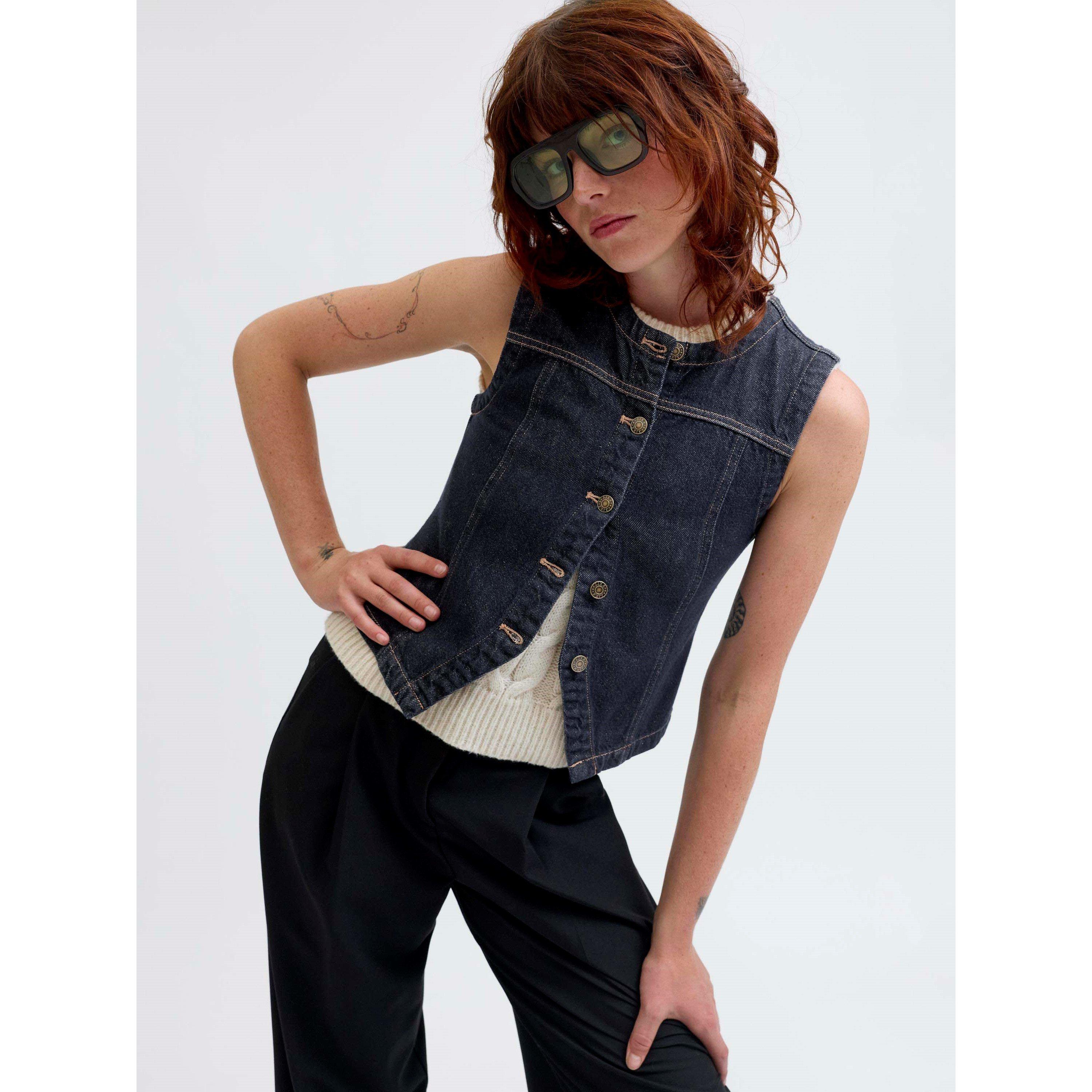 Tamno plavi denim - JJXX - Women's Denim Sleeveless Shirt - 7