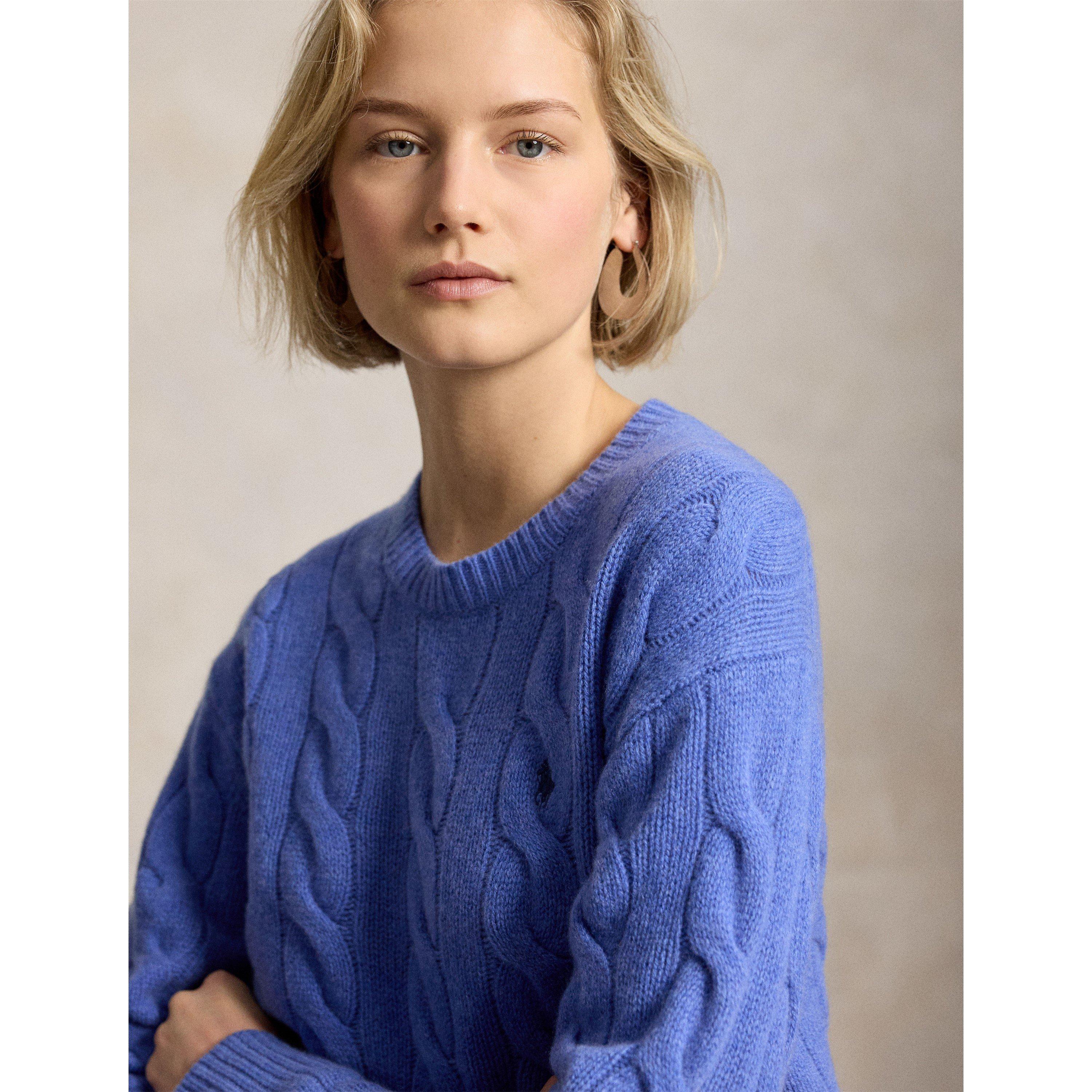Dockside Blue - Polo Ralph Lauren - Women's OS Cable Crew Neck Jumper - 3