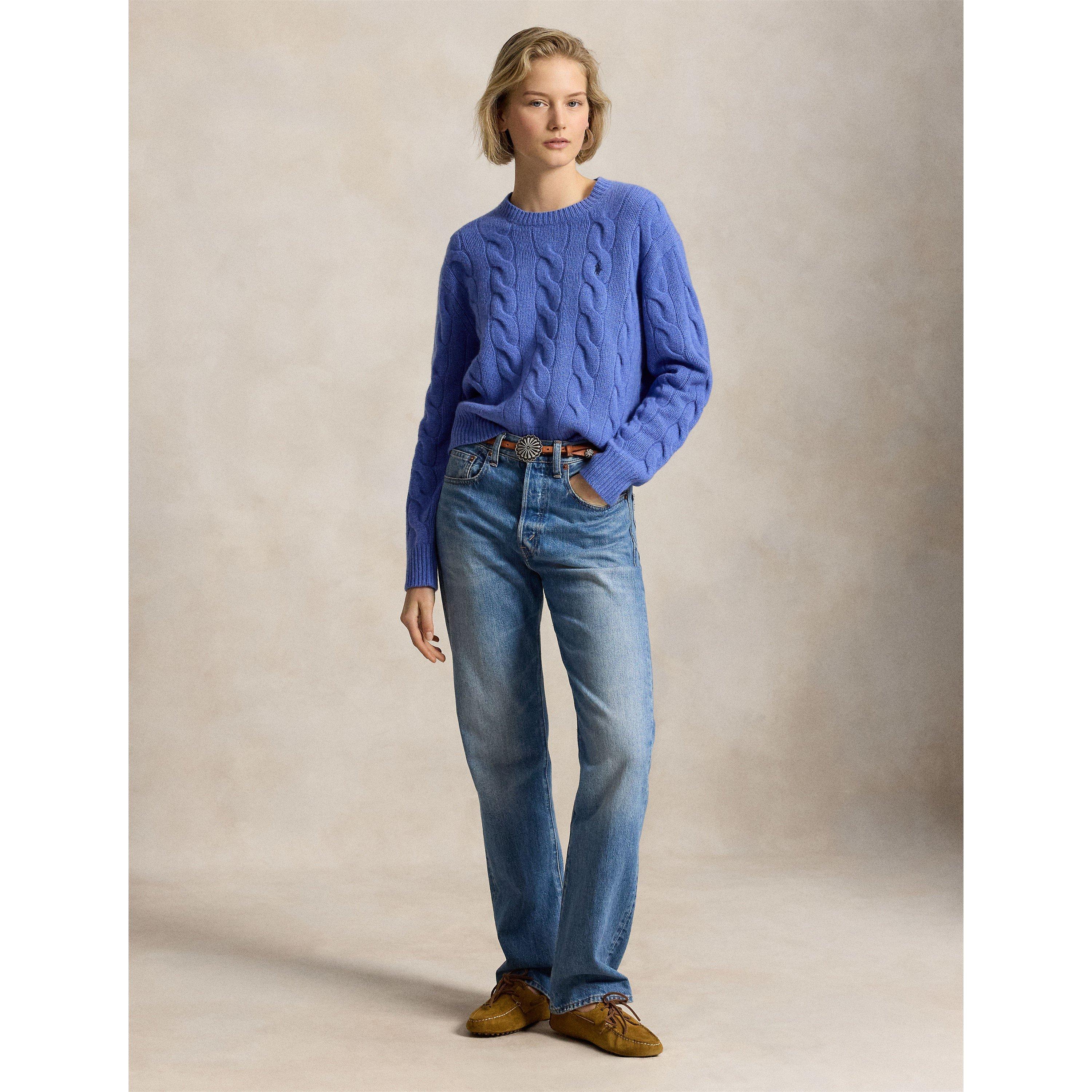 Dockside Blue - Polo Ralph Lauren - Women's OS Cable Crew Neck Jumper - 4
