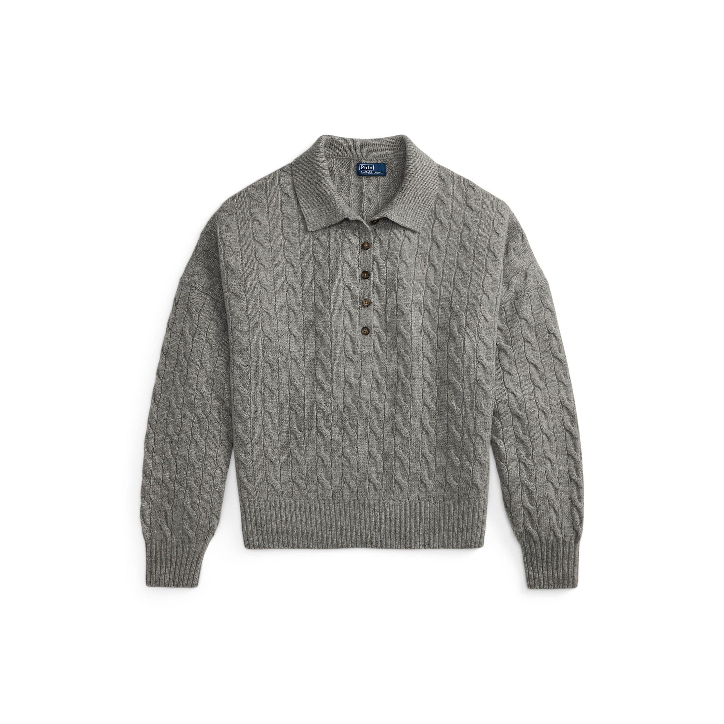 Grey Heath - Polo Ralph Lauren - Women's Sweater Polo Knitted Long Sleeve Shirt - 1