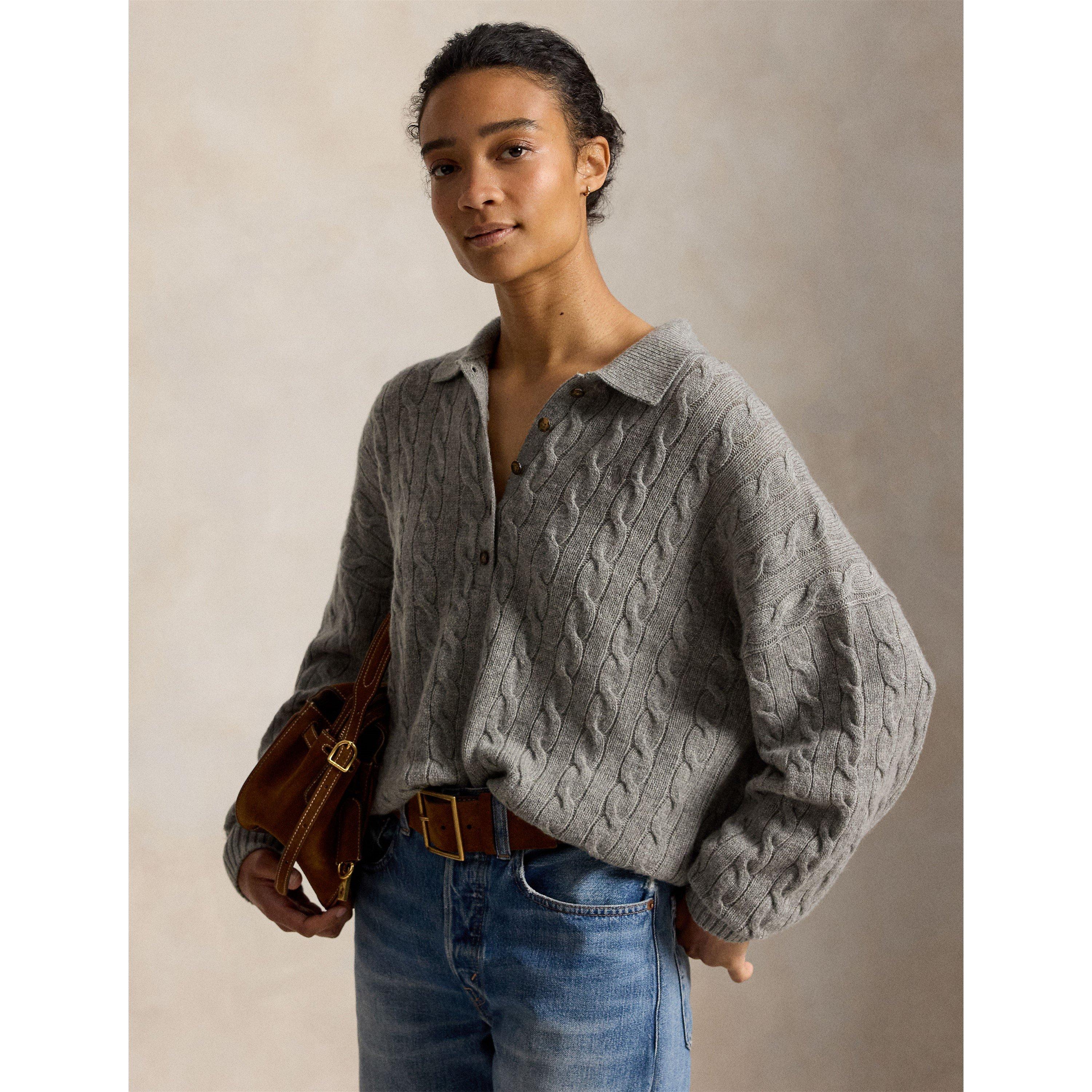 Grey Heath - Polo Ralph Lauren - Women's Sweater Polo Knitted Long Sleeve Shirt - 2