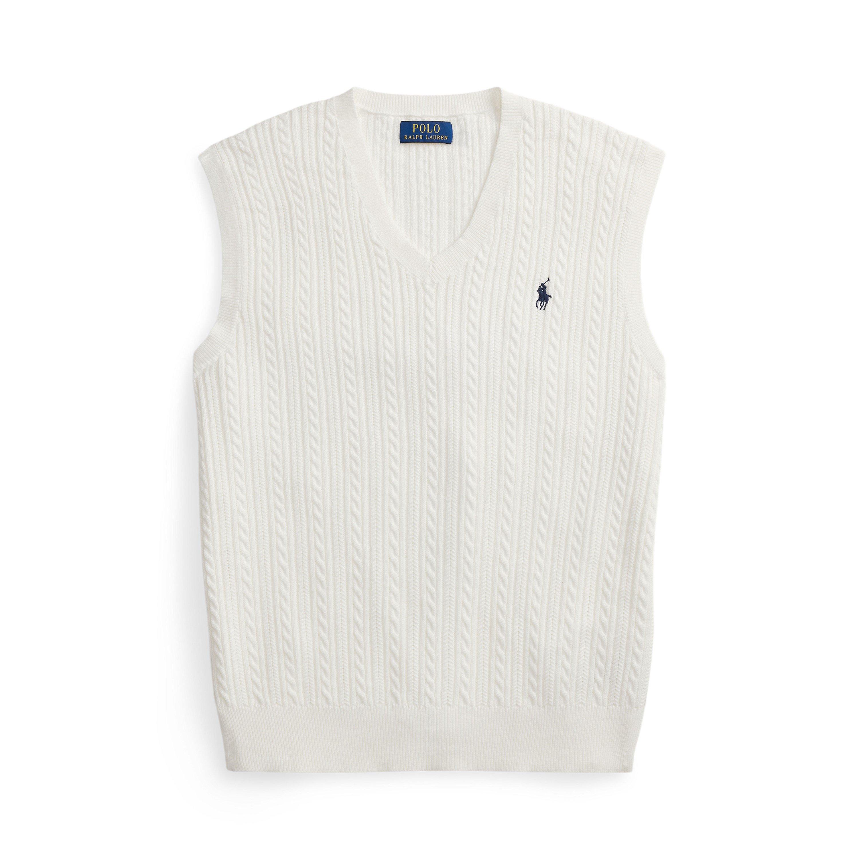 Polo Ralph Lauren Mens Cable Pony Vest - Deckwash White - XL