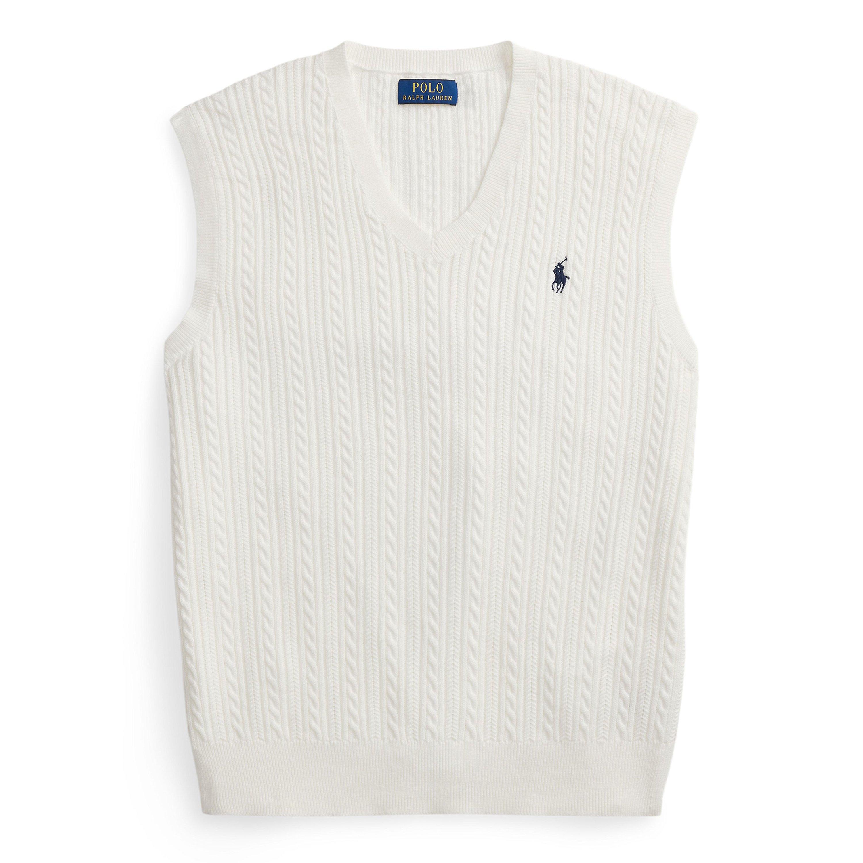 Deckwash White - Polo Ralph Lauren - Mens Cable Pony Vest - 1