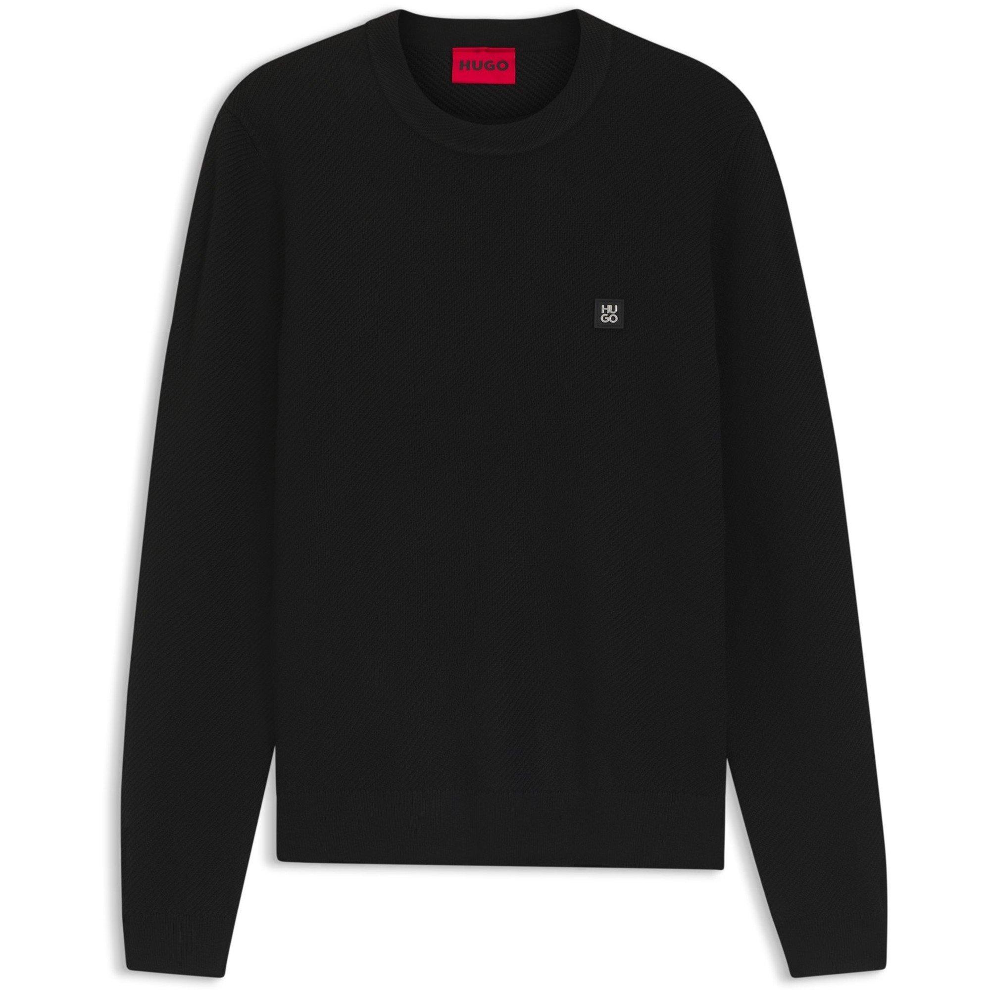 Womens HUGO Crew Neck Wool Jumper with Logo Detail (Setal)