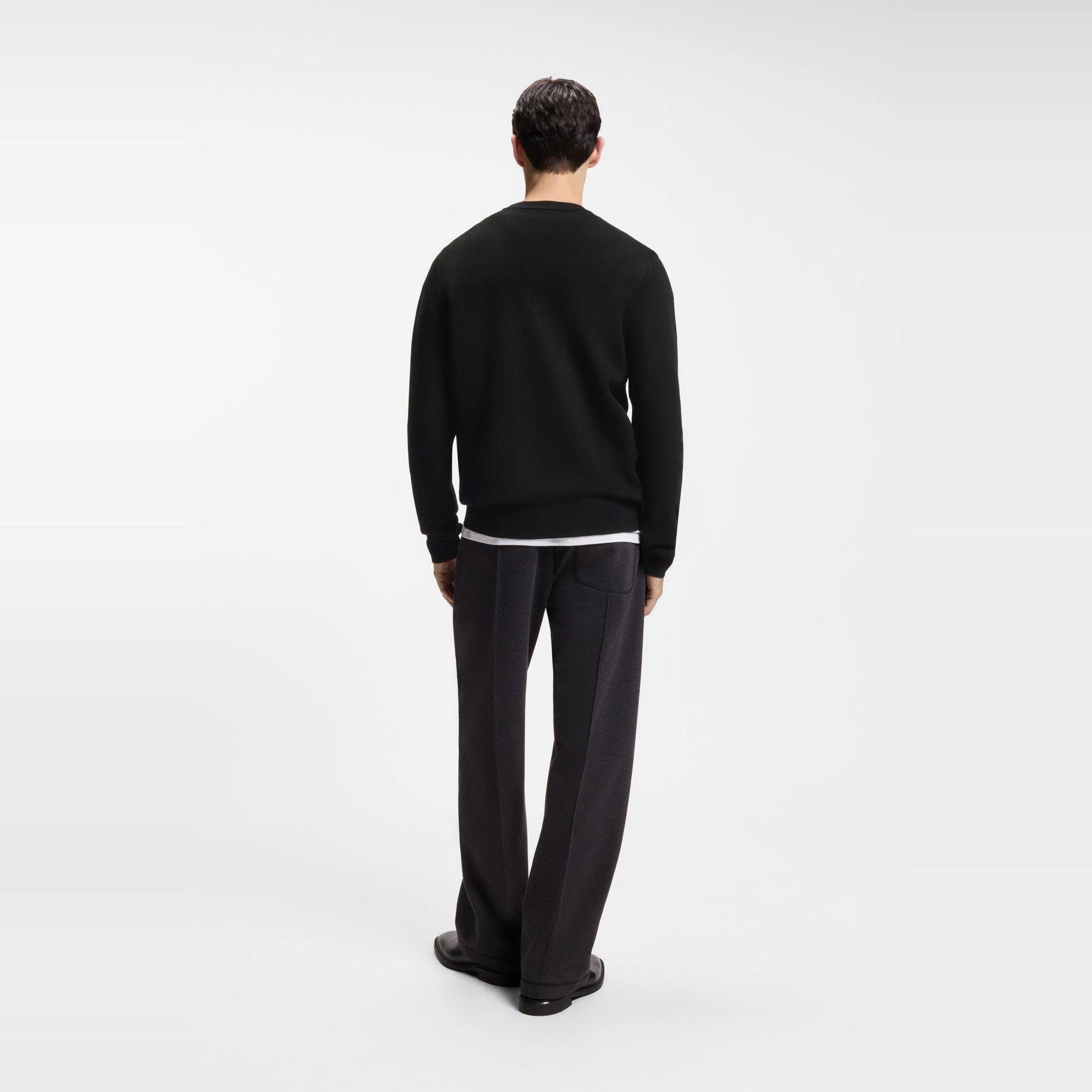 Black - Hugo - Womens HUGO Crew Neck Wool Jumper with Logo Detail (Setal) - 3
