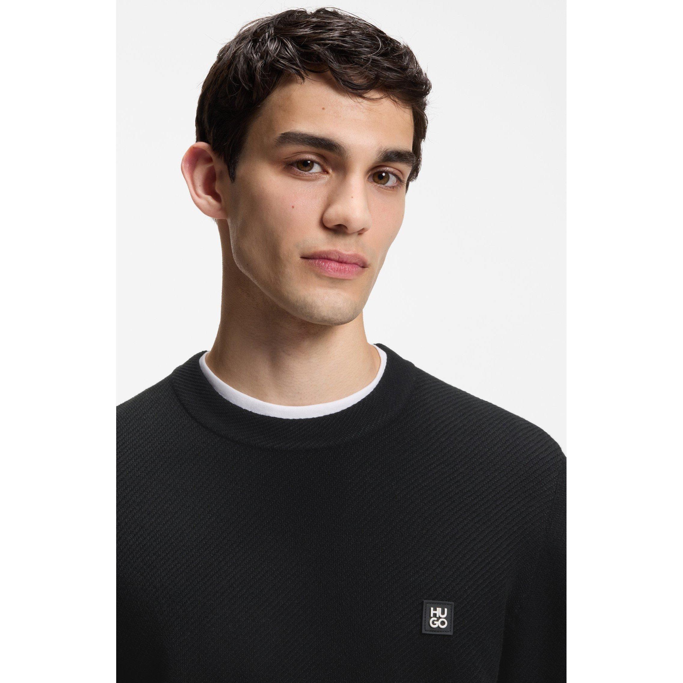 Black - Hugo - Womens HUGO Crew Neck Wool Jumper with Logo Detail (Setal) - 4