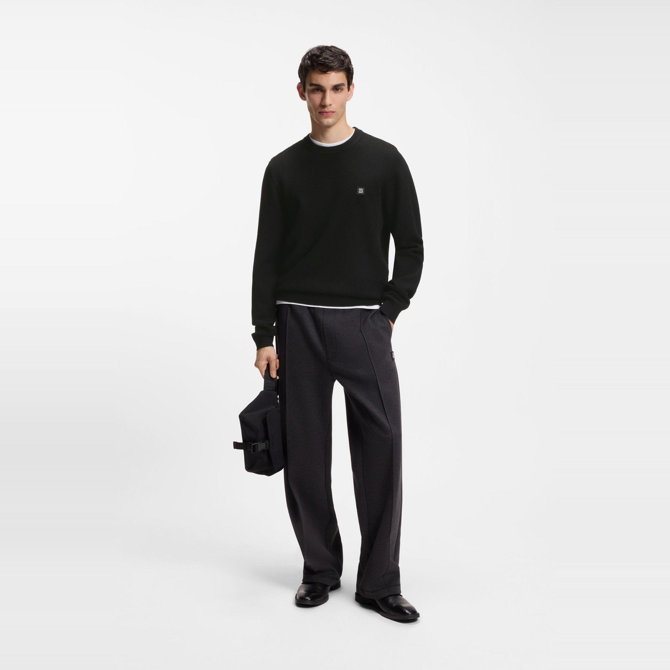 Black - Hugo - Womens HUGO Crew Neck Wool Jumper with Logo Detail (Setal) - 5