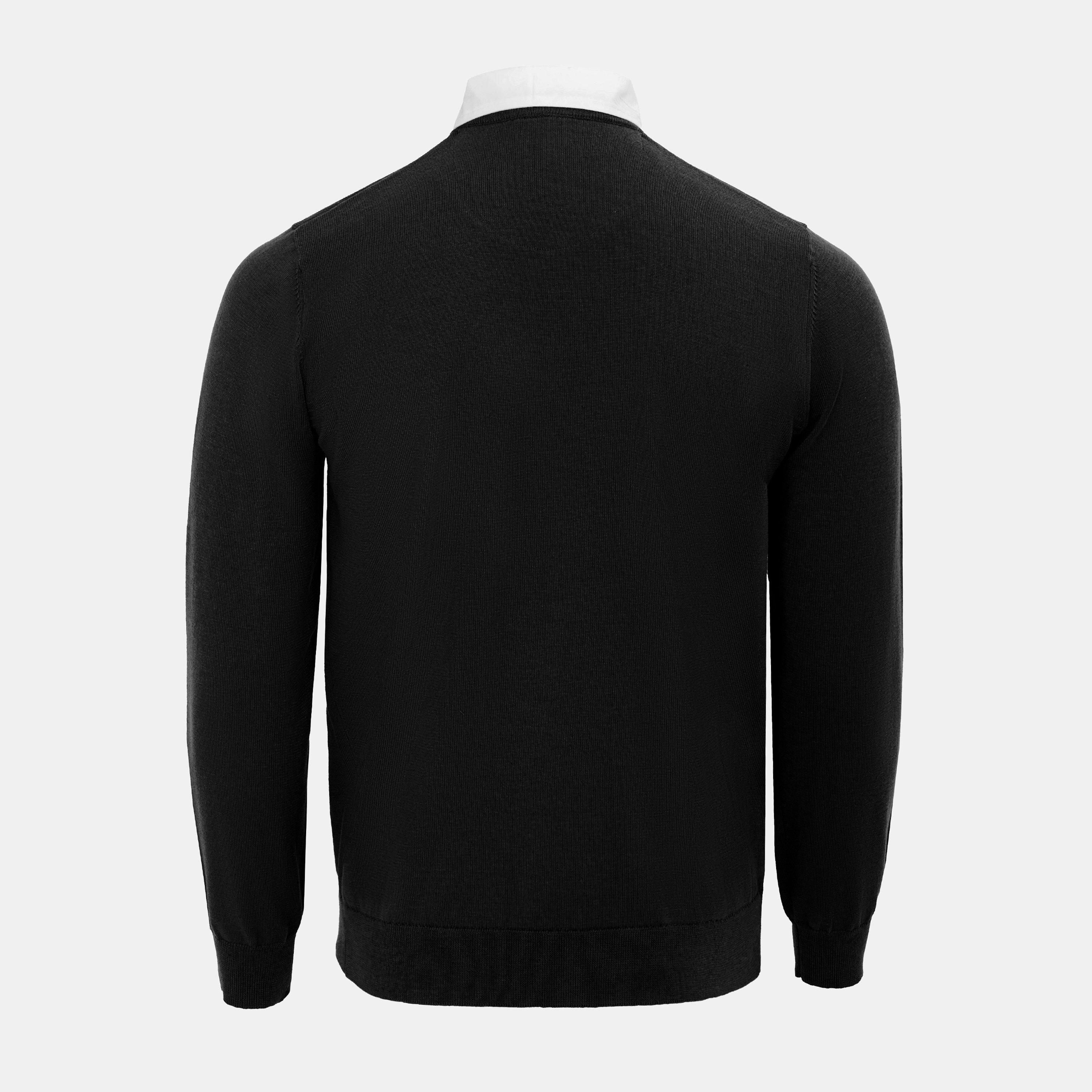 Black - Giorgio - Mock V Neck Knitted Sweater Men - 2