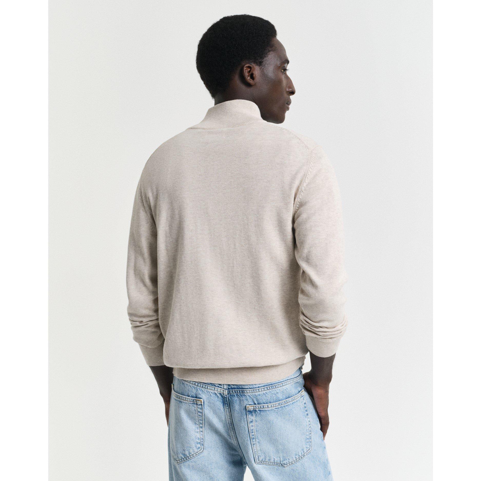 Beige clair - Gant - Classic Cotton Half-Zip Sweater - 2