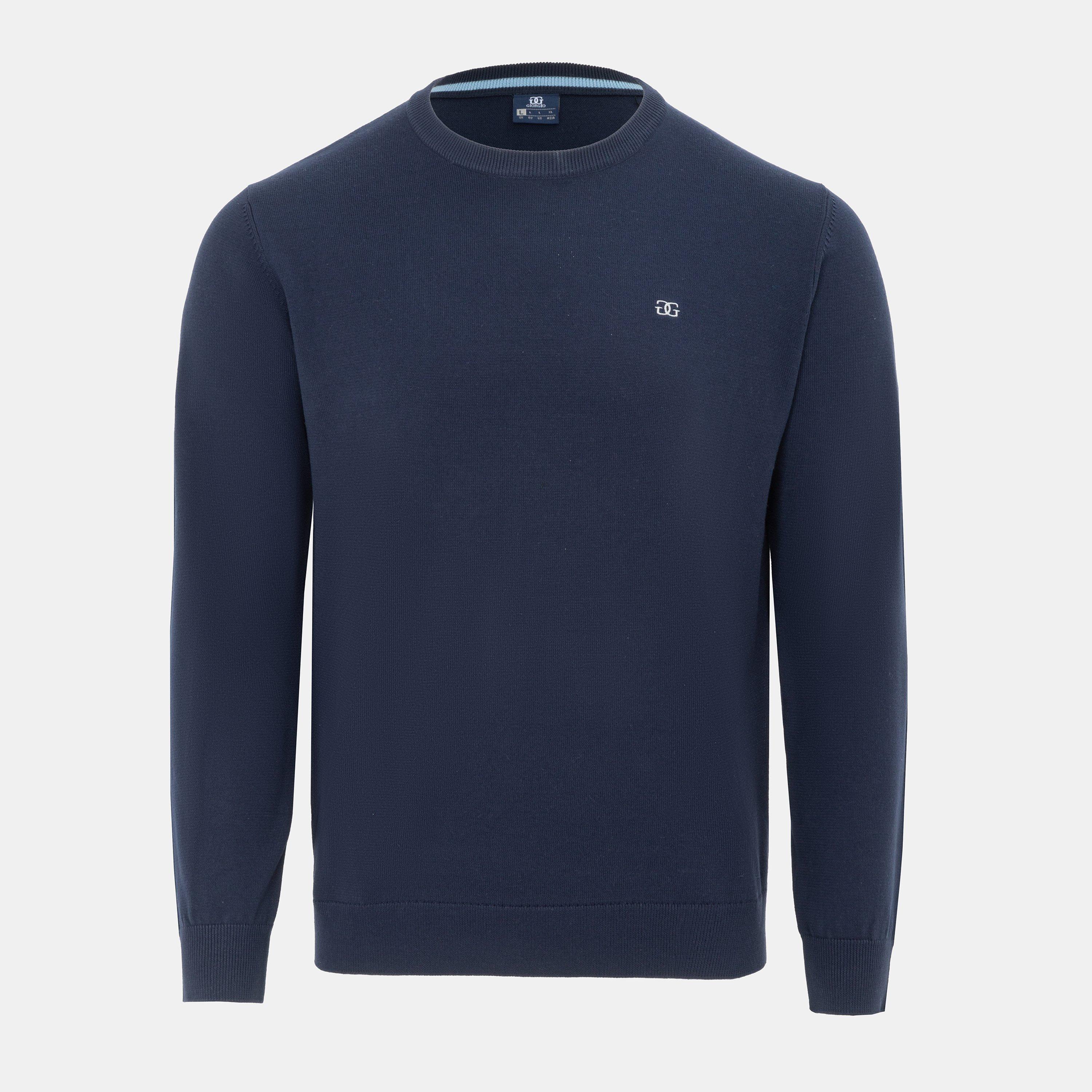 Giorgio Men's Crew Neck Sweater Knit - Navy - 2X Large
