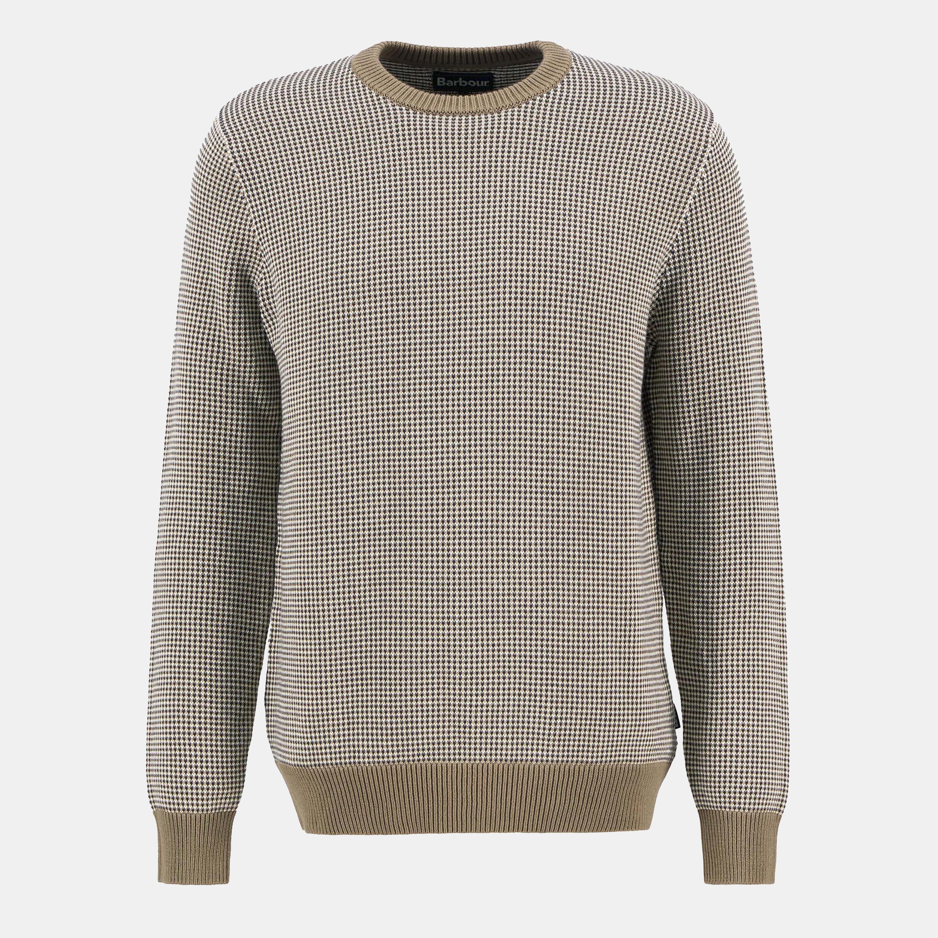Barbour Wells Crew Neck Jumper - Stone ST17 - XL