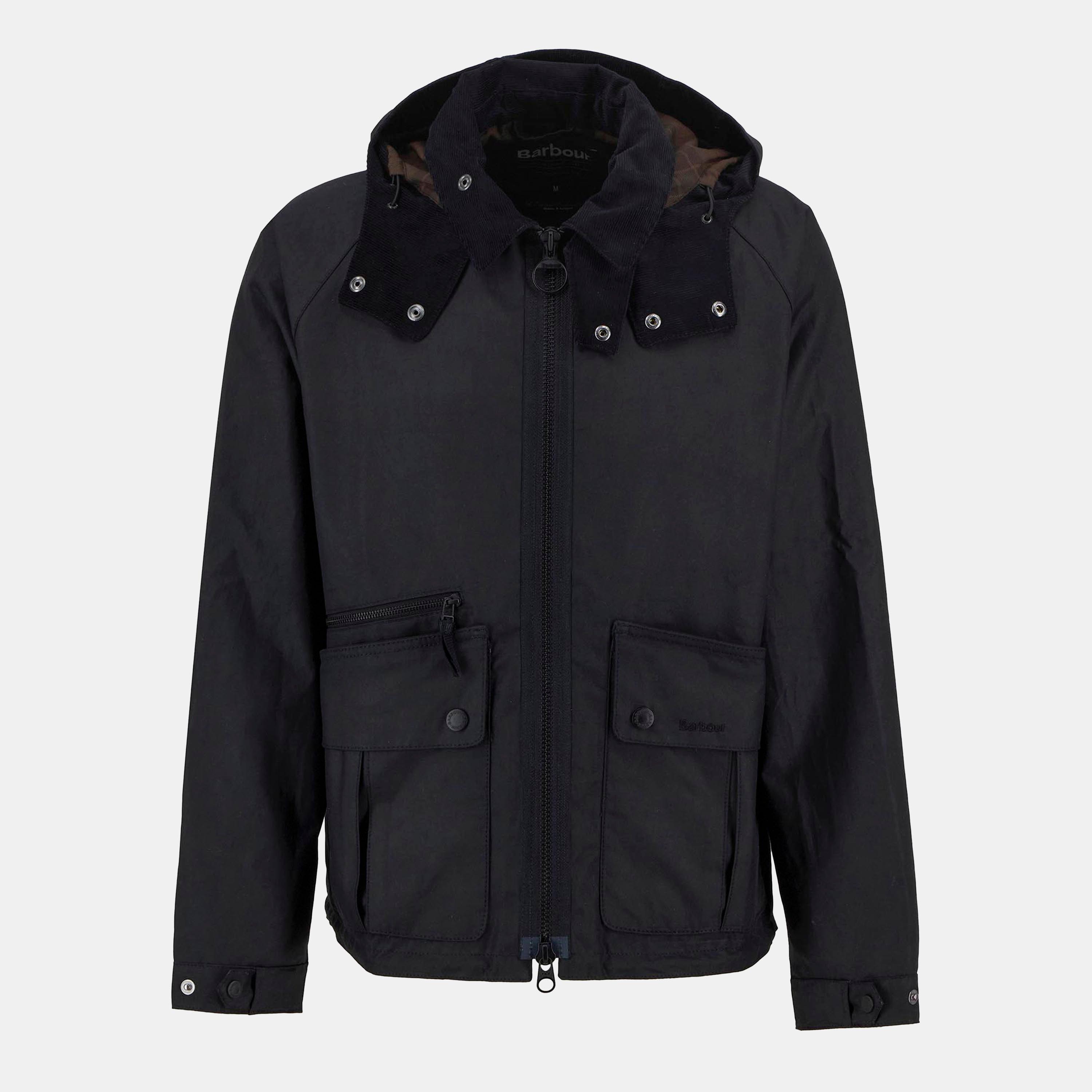 Black BK71 - Barbour - Men's Re Engineered Bardon Spey Detachable Hood Long Sleeve Wax Jacket - 1
