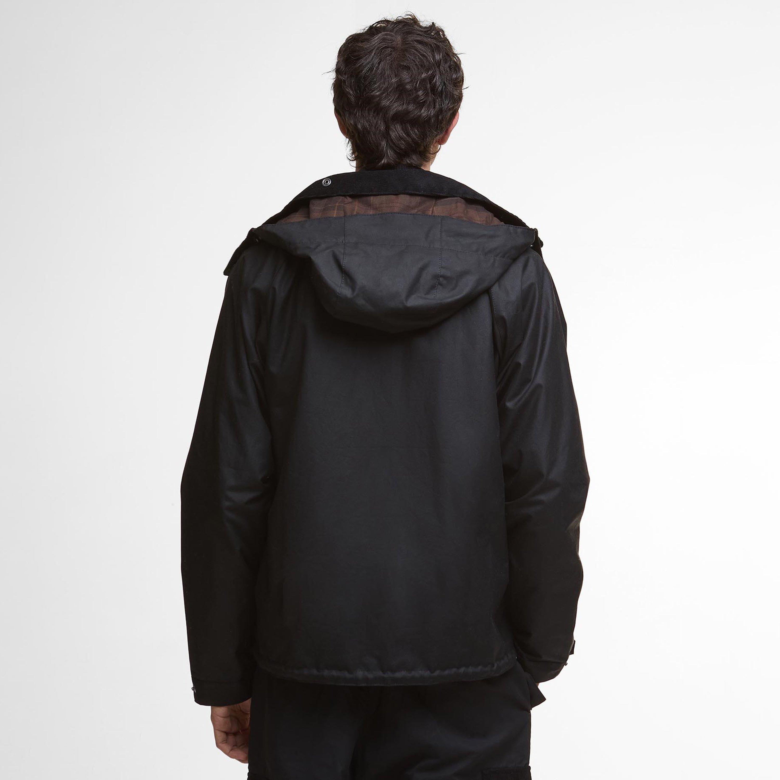 Black BK71 - Barbour - Men's Re Engineered Bardon Spey Detachable Hood Long Sleeve Wax Jacket - 3