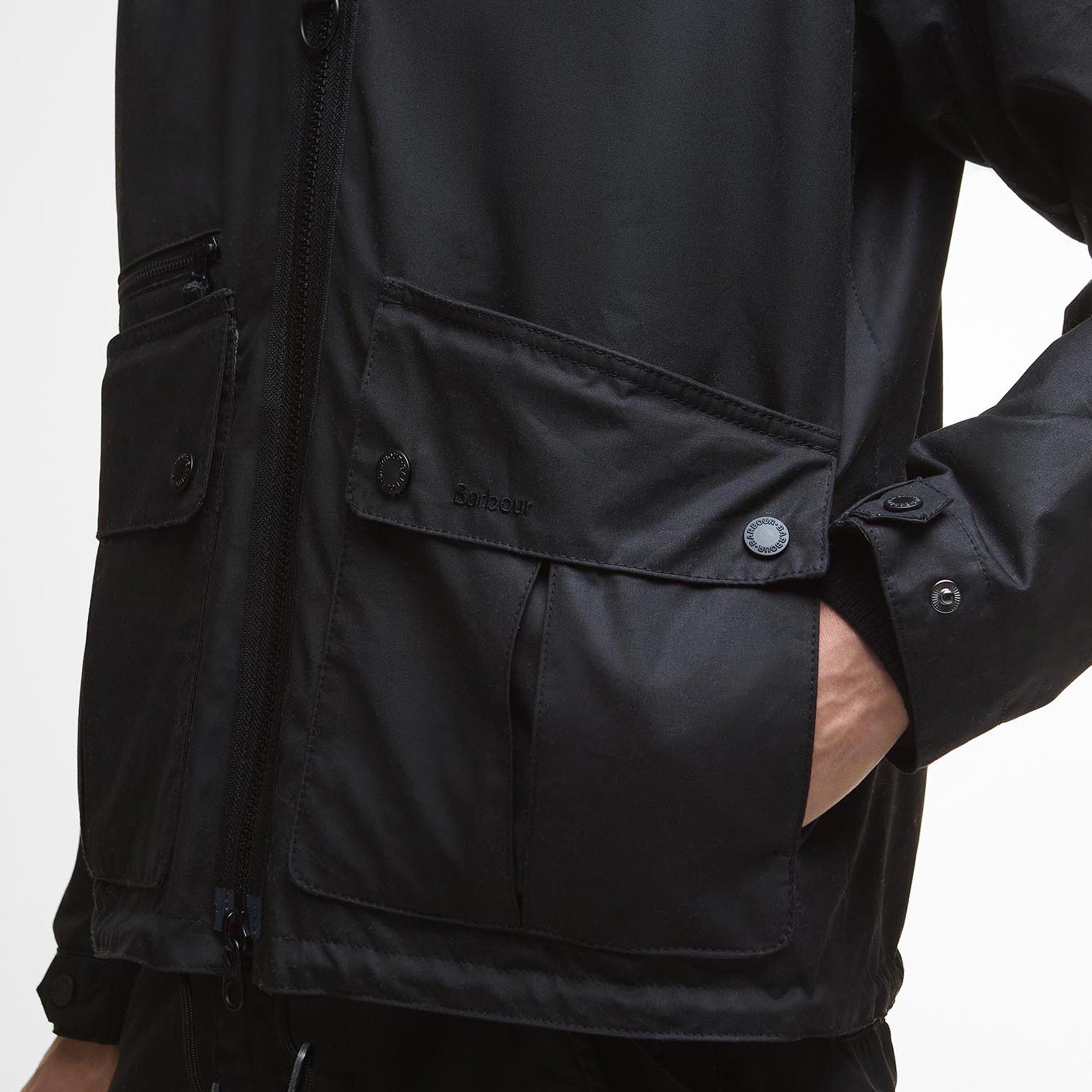 Black BK71 - Barbour - Men's Re Engineered Bardon Spey Detachable Hood Long Sleeve Wax Jacket - 5