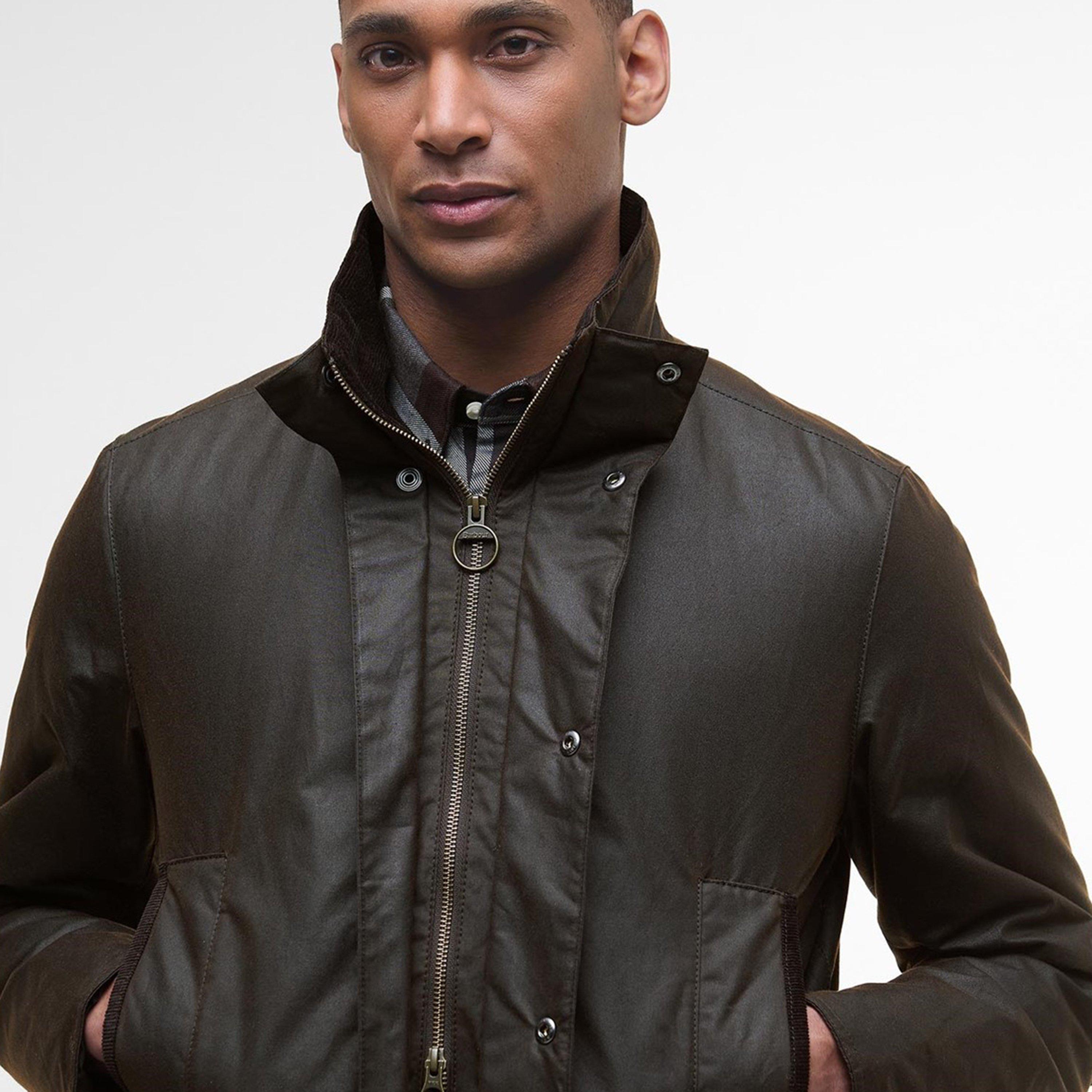 Dark Brown BR91 - Barbour - Men's Modern Border Water Resistant Long Sleeve Wax Jacket - 3