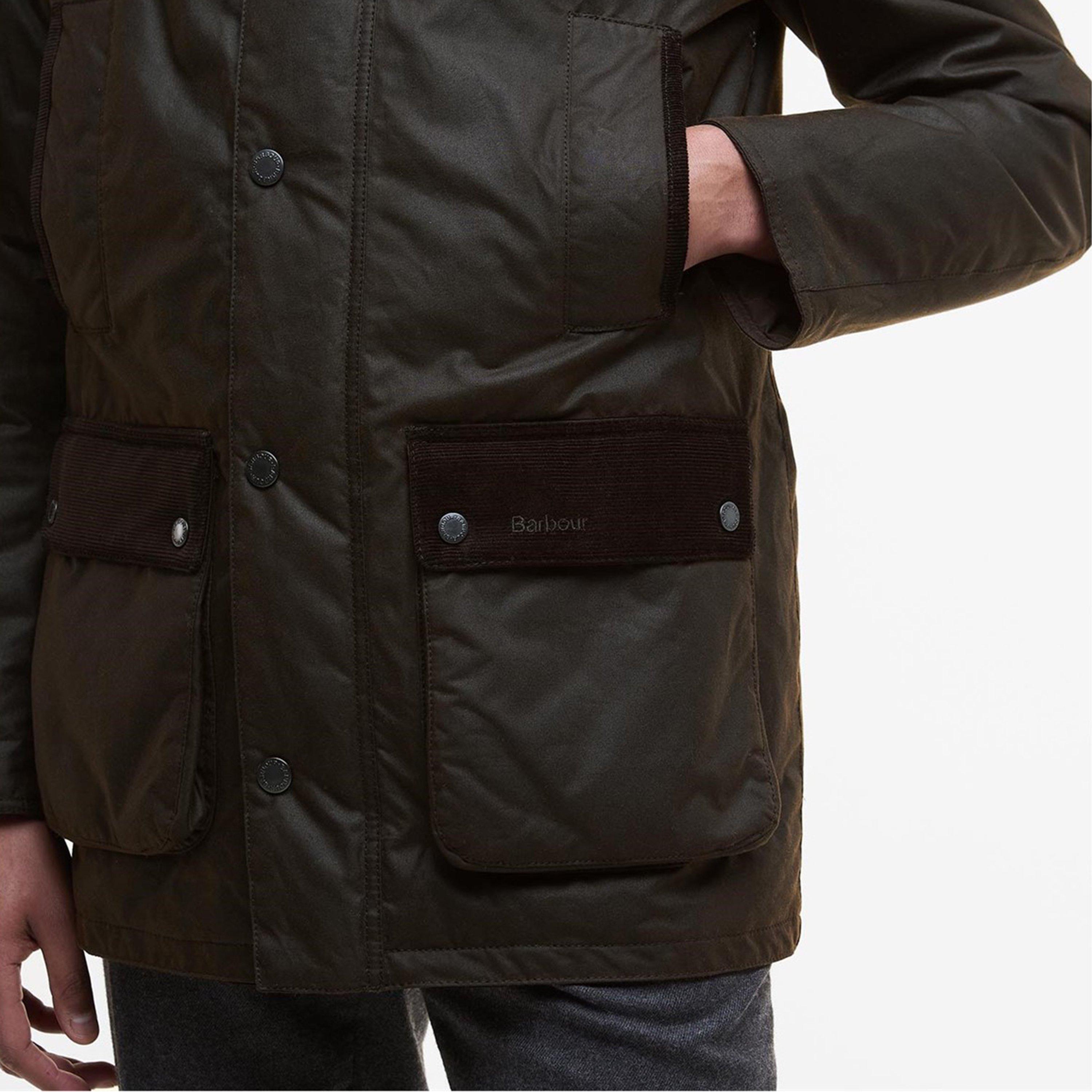 Dark Brown BR91 - Barbour - Men's Modern Border Water Resistant Long Sleeve Wax Jacket - 5