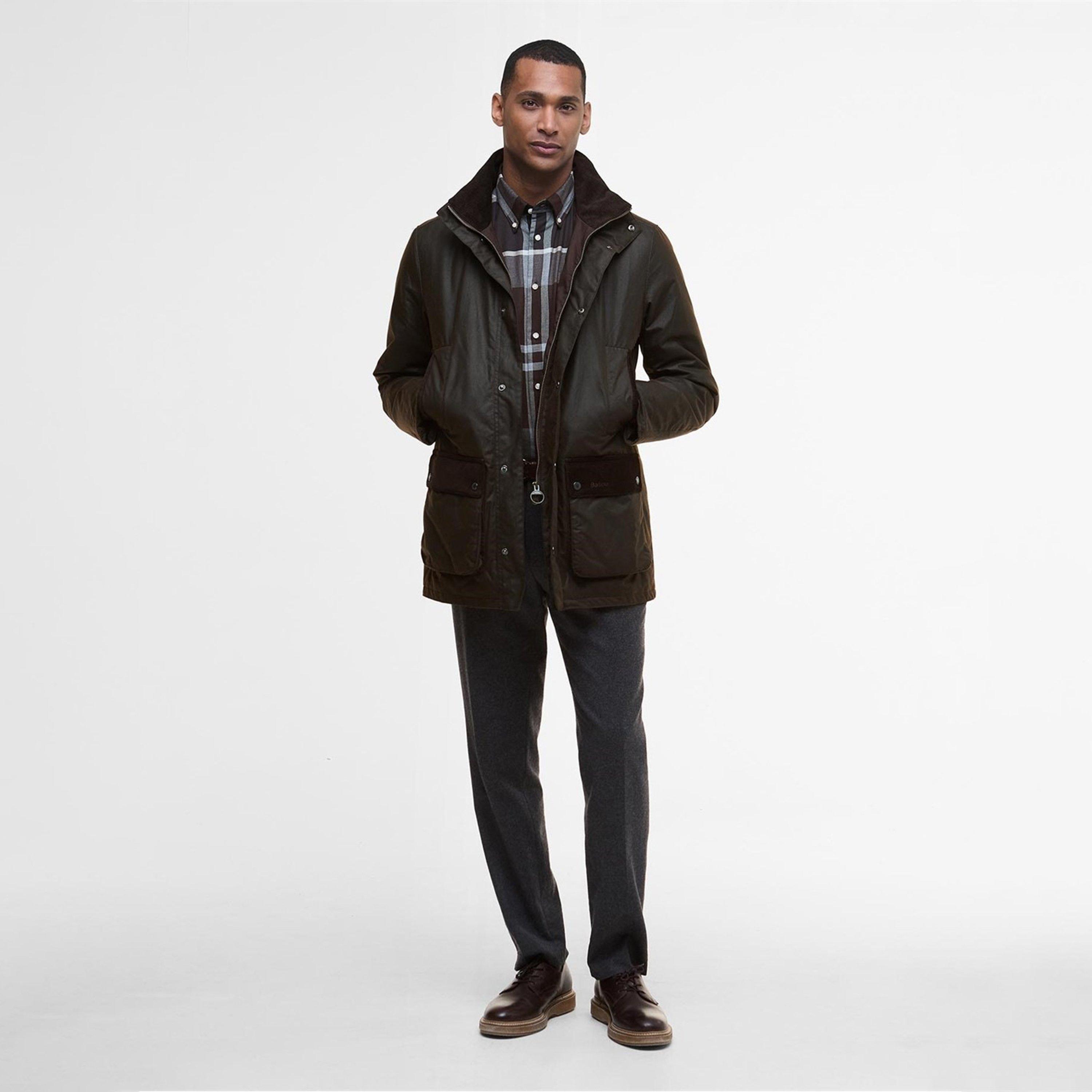 Dark Brown BR91 - Barbour - Men's Modern Border Water Resistant Long Sleeve Wax Jacket - 6