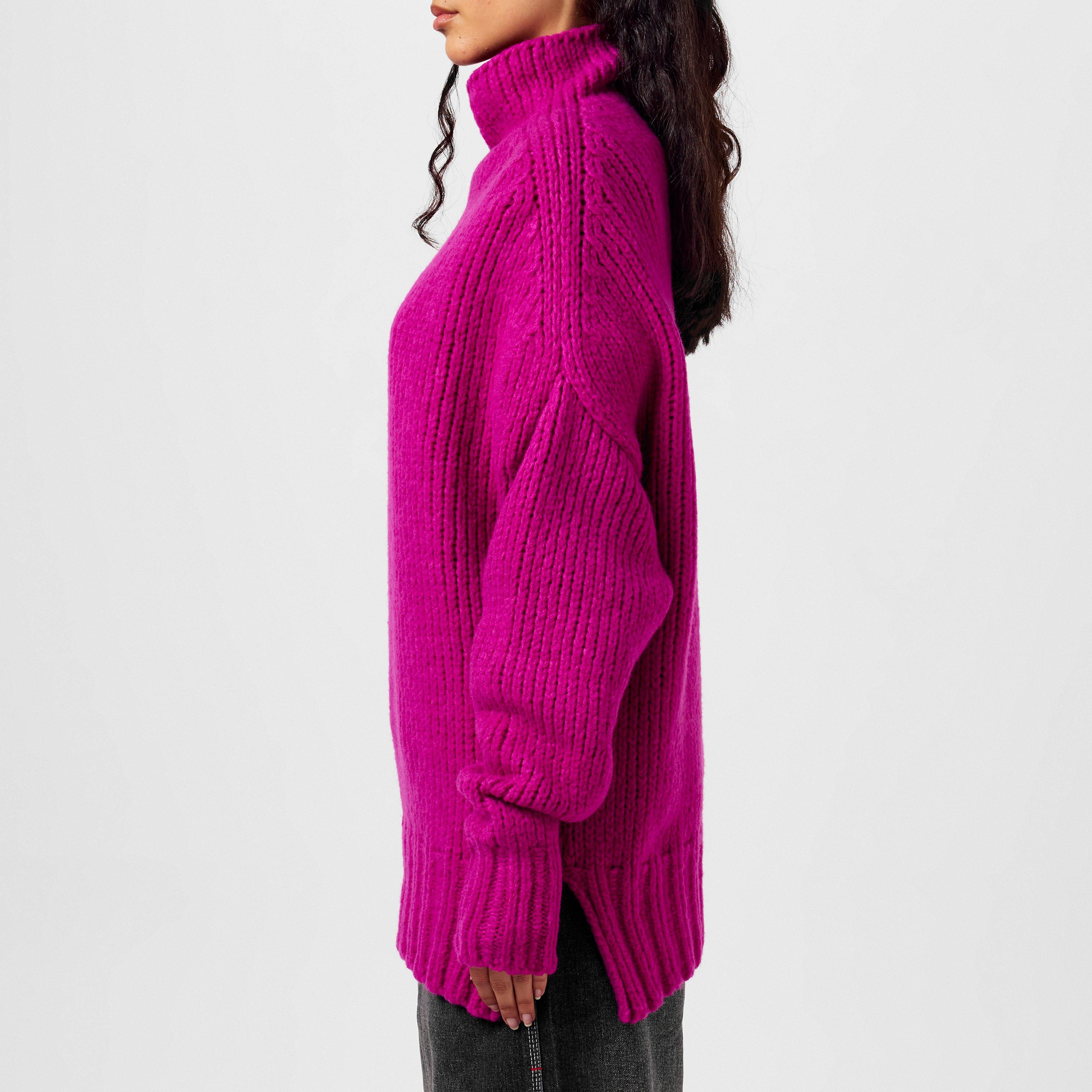Fushia - Lanvin - Women's Drop Shoulder Crew Neck Jumper - 2