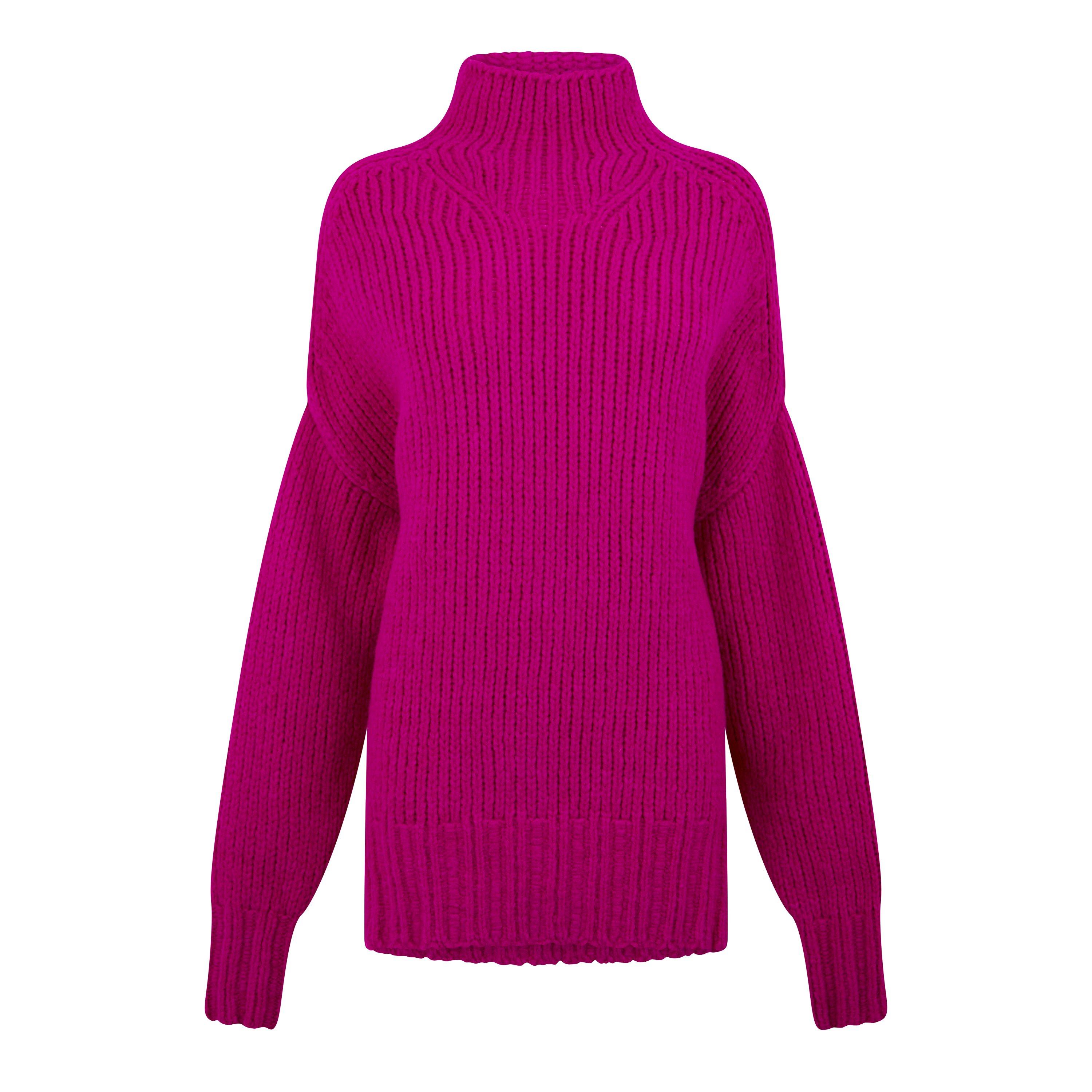 Fushia - Lanvin - Women's Drop Shoulder Crew Neck Jumper - 5