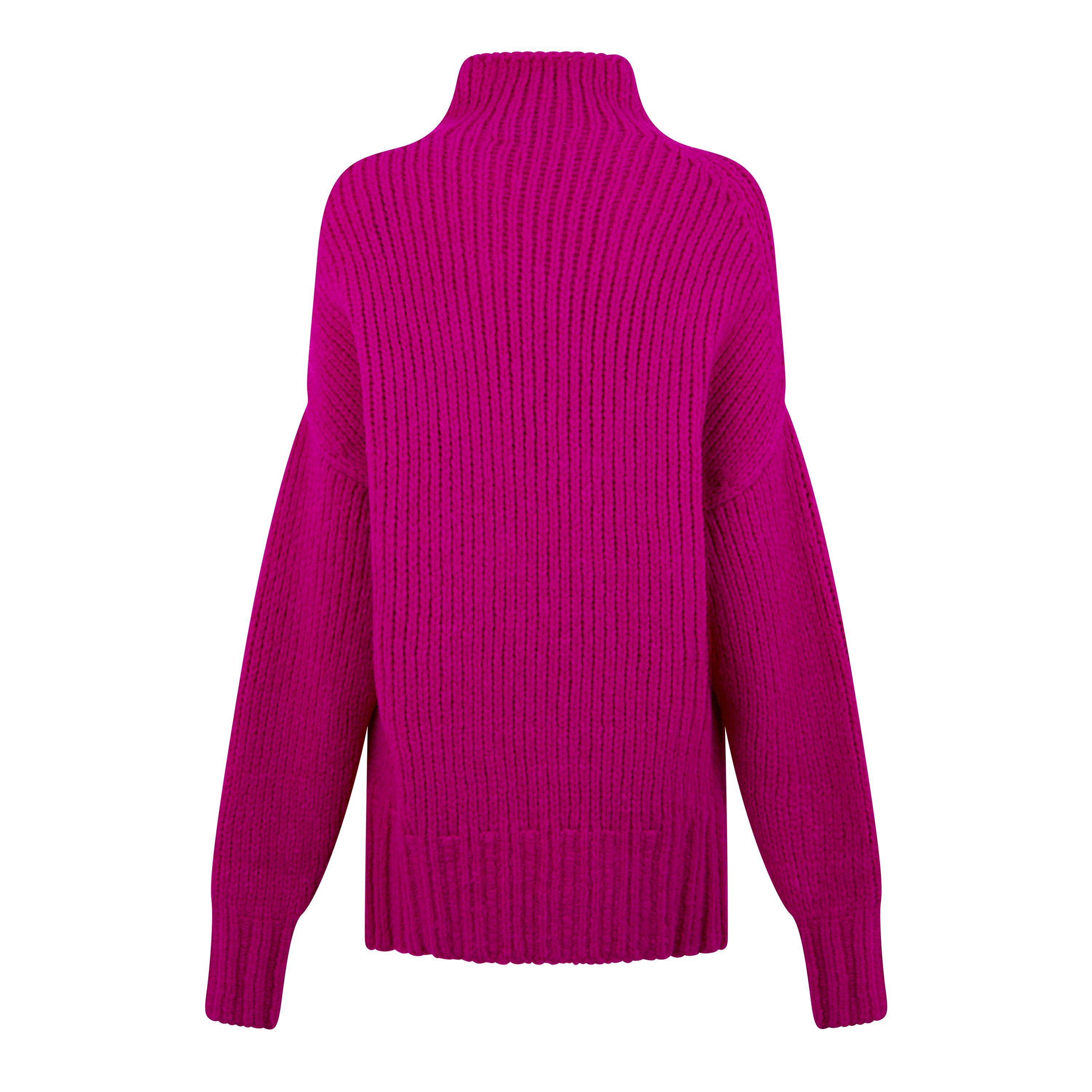 Fushia - Lanvin - Women's Drop Shoulder Crew Neck Jumper - 6