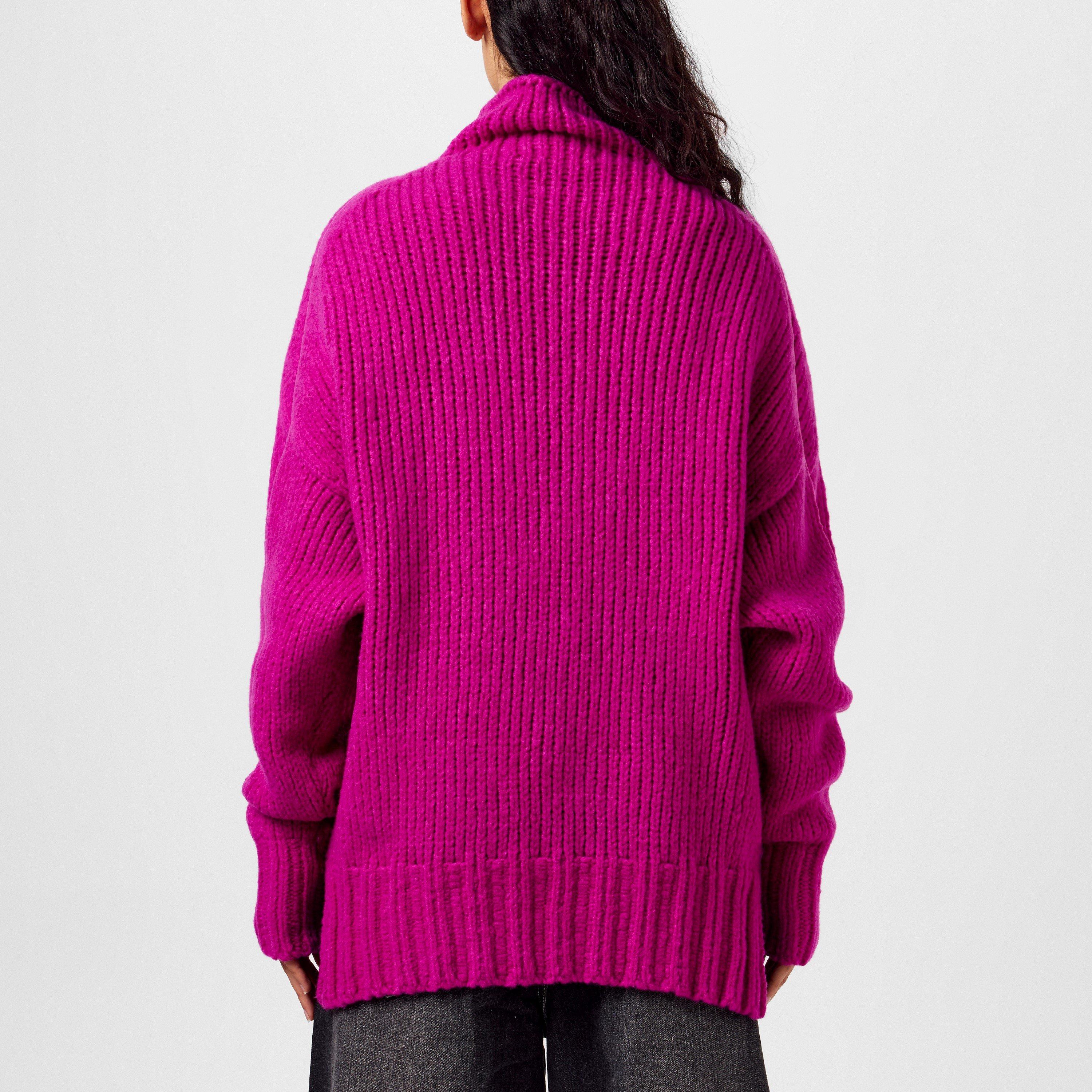 Fushia - Lanvin - Women's Drop Shoulder Crew Neck Jumper - 3
