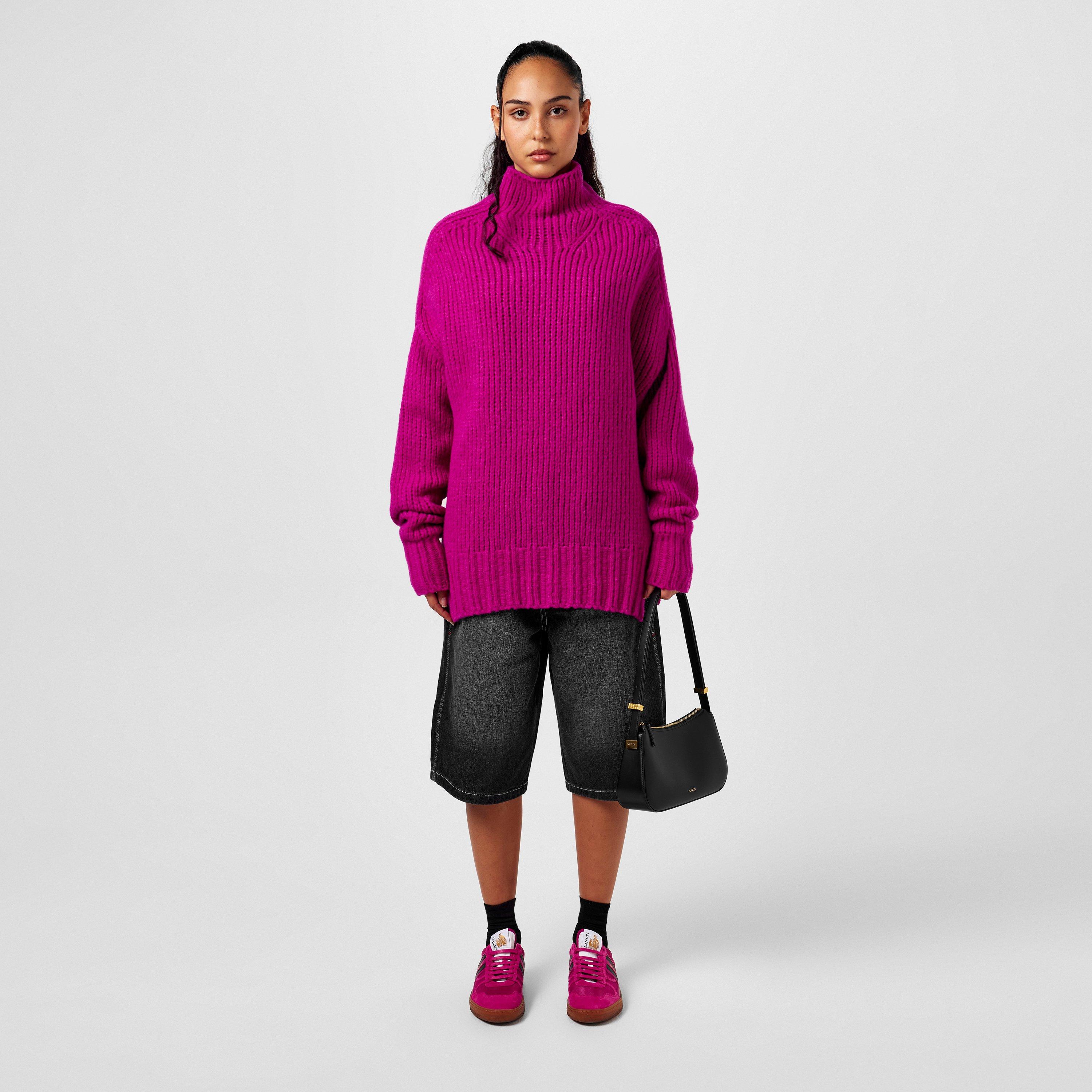 Fushia - Lanvin - Women's Drop Shoulder Crew Neck Jumper - 4
