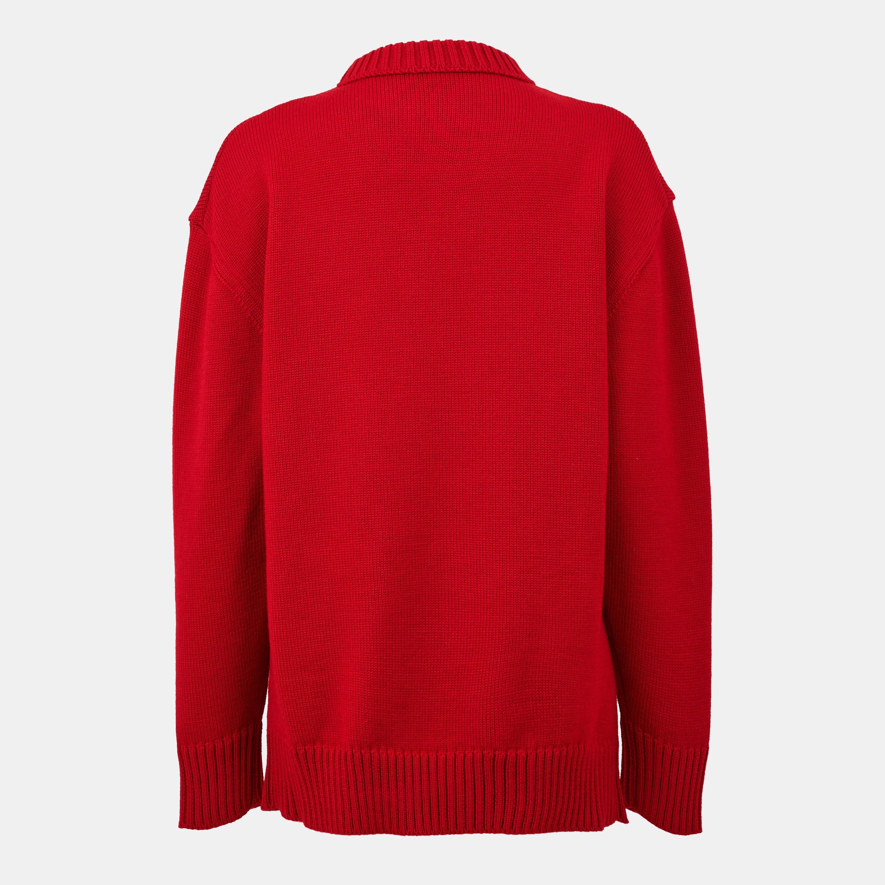 Rosso - Prada - Women's Oversized Knitted Crew Neck Jumper - 2